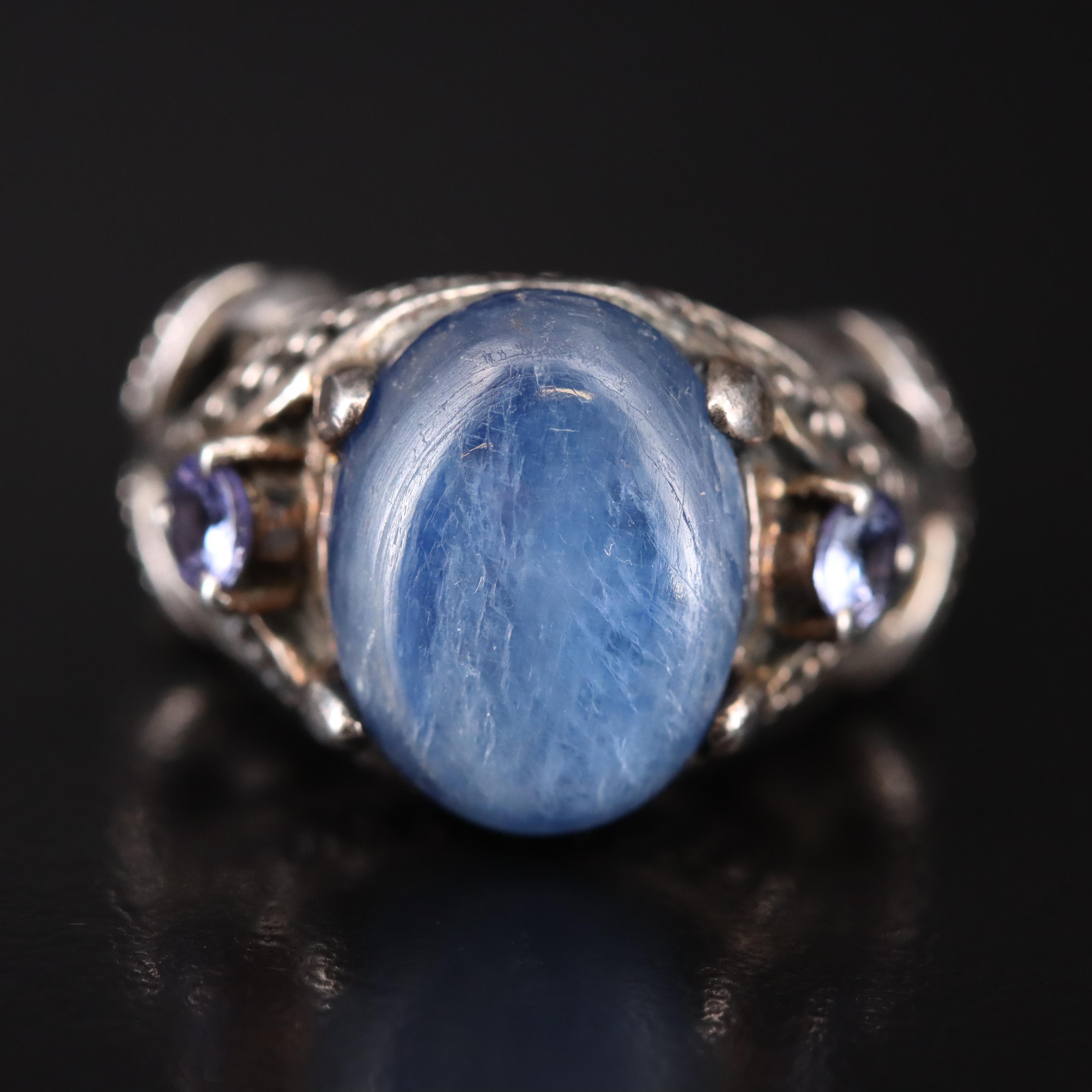 Sterling Kyanite and Tanzanite Ring