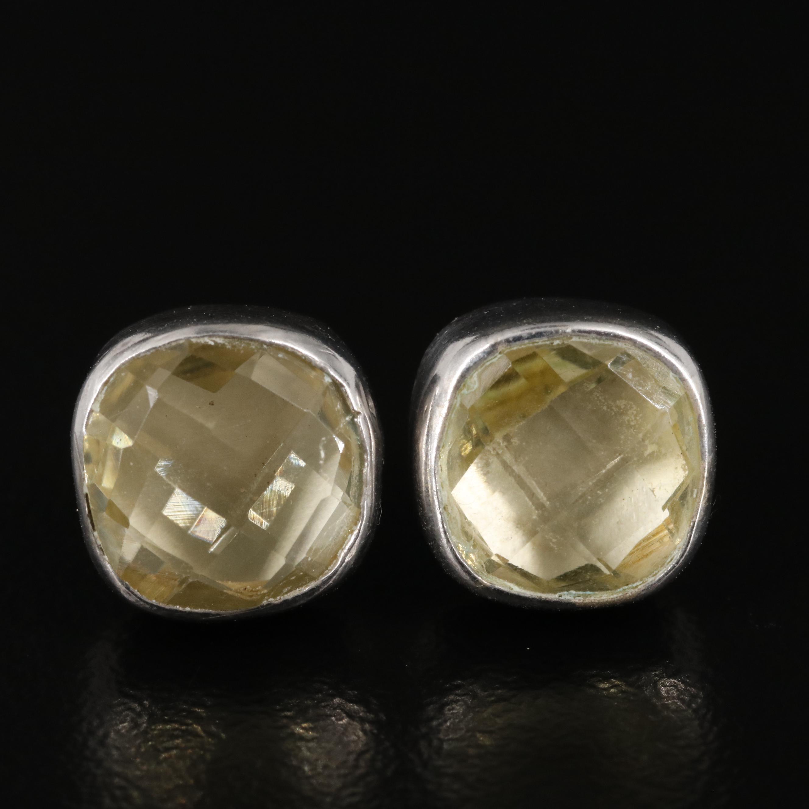 Sterling Quartz Stud Earrings
