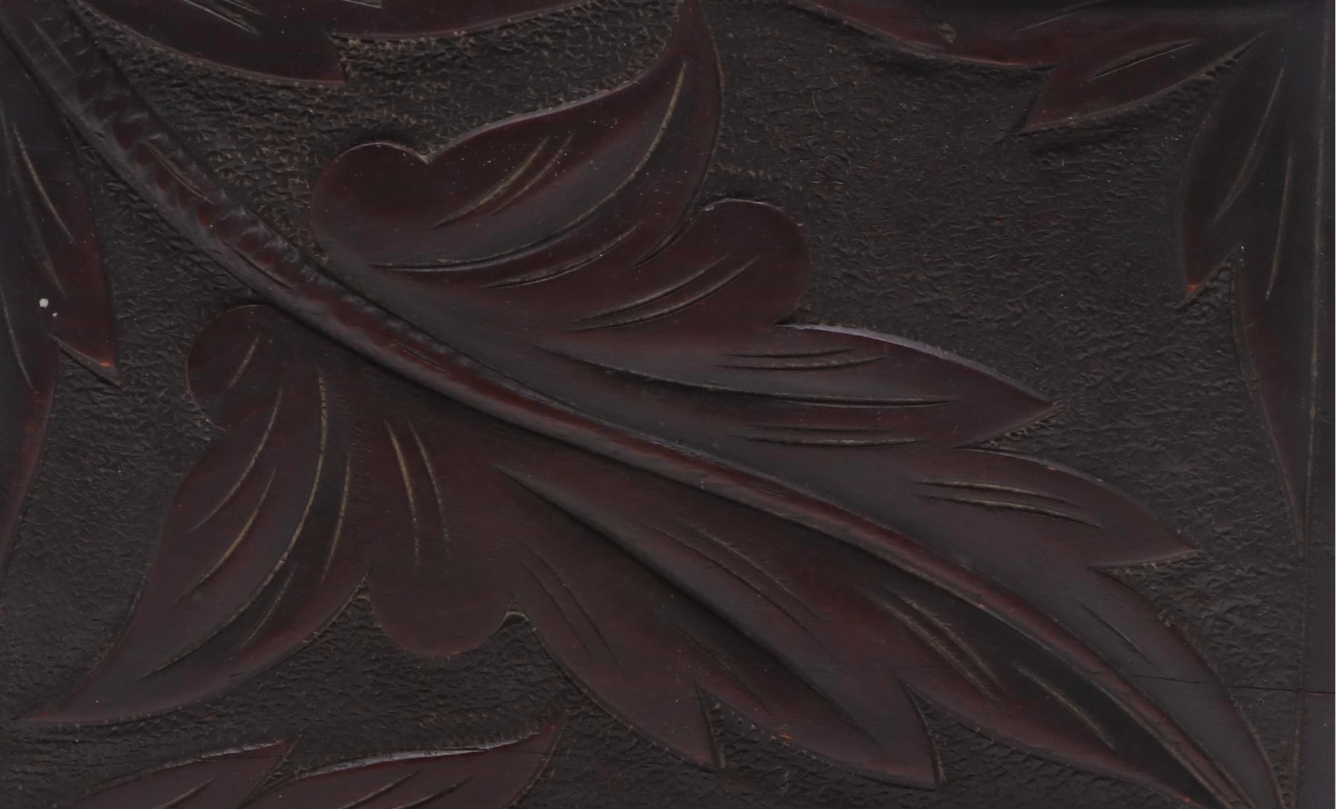 Victorian Black Forest Style Carved Walnut Leaf Motif Wood Velvet Lined Box