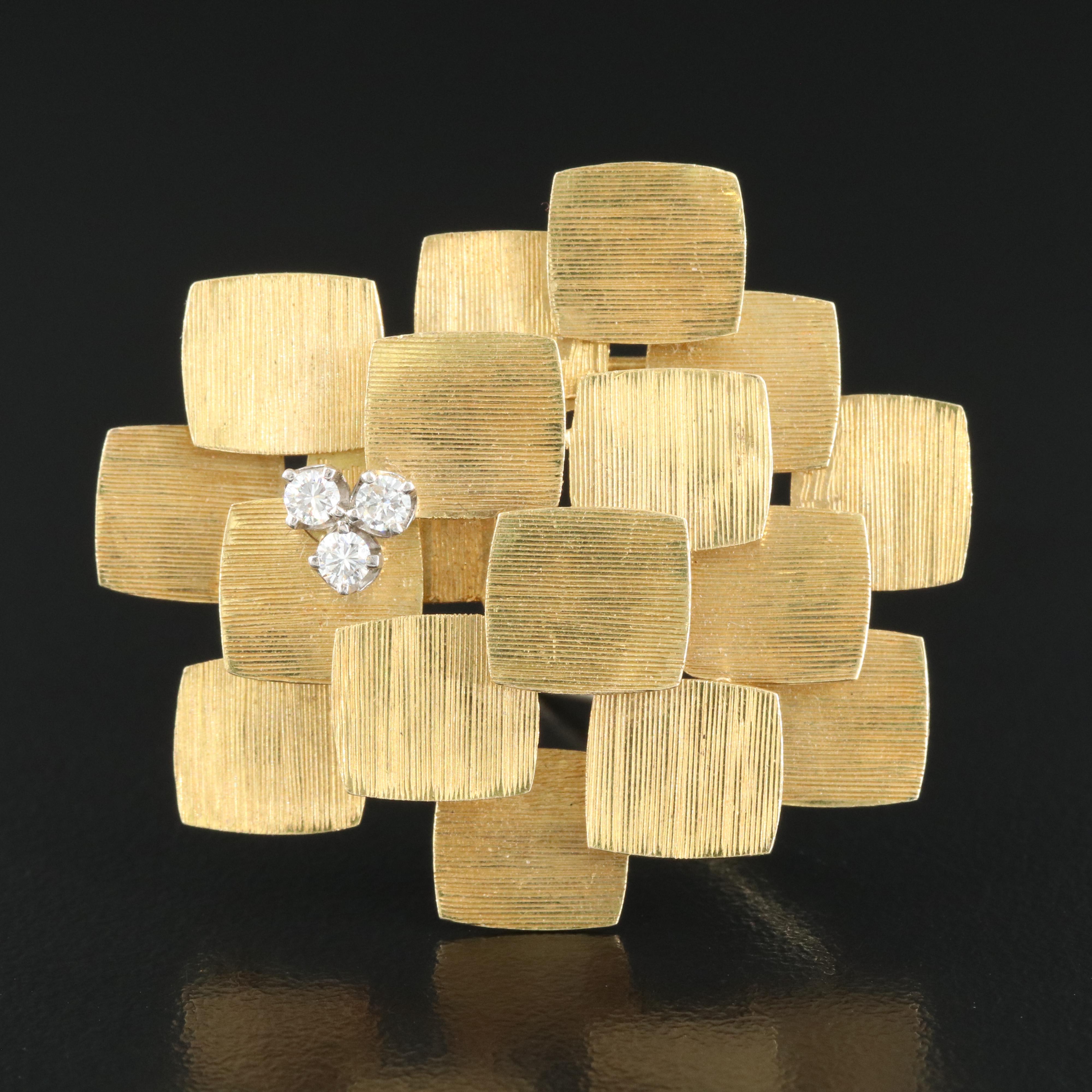 Modernist 18K 0.15 CTW Diamond Converter Brooch