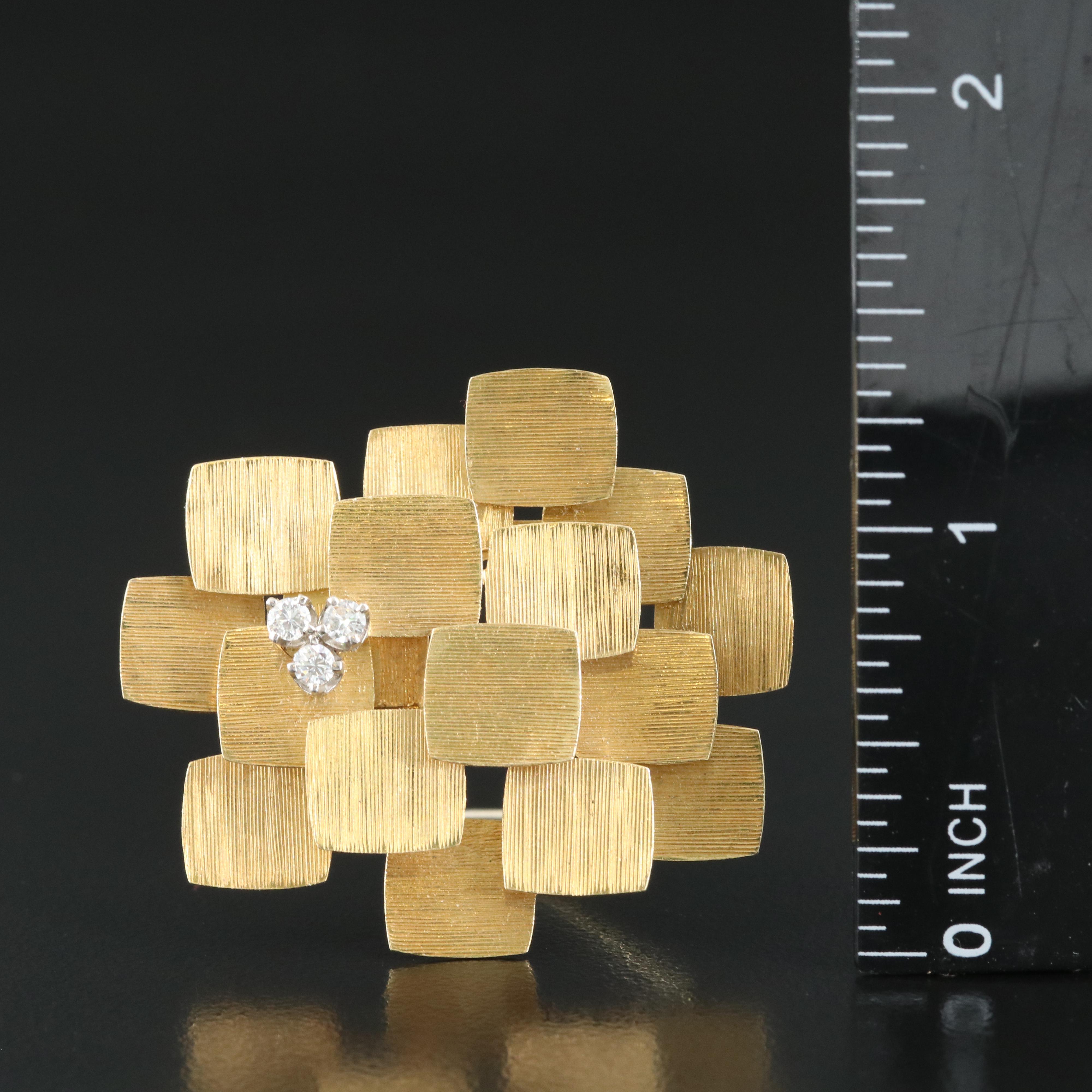 Modernist 18K 0.15 CTW Diamond Converter Brooch