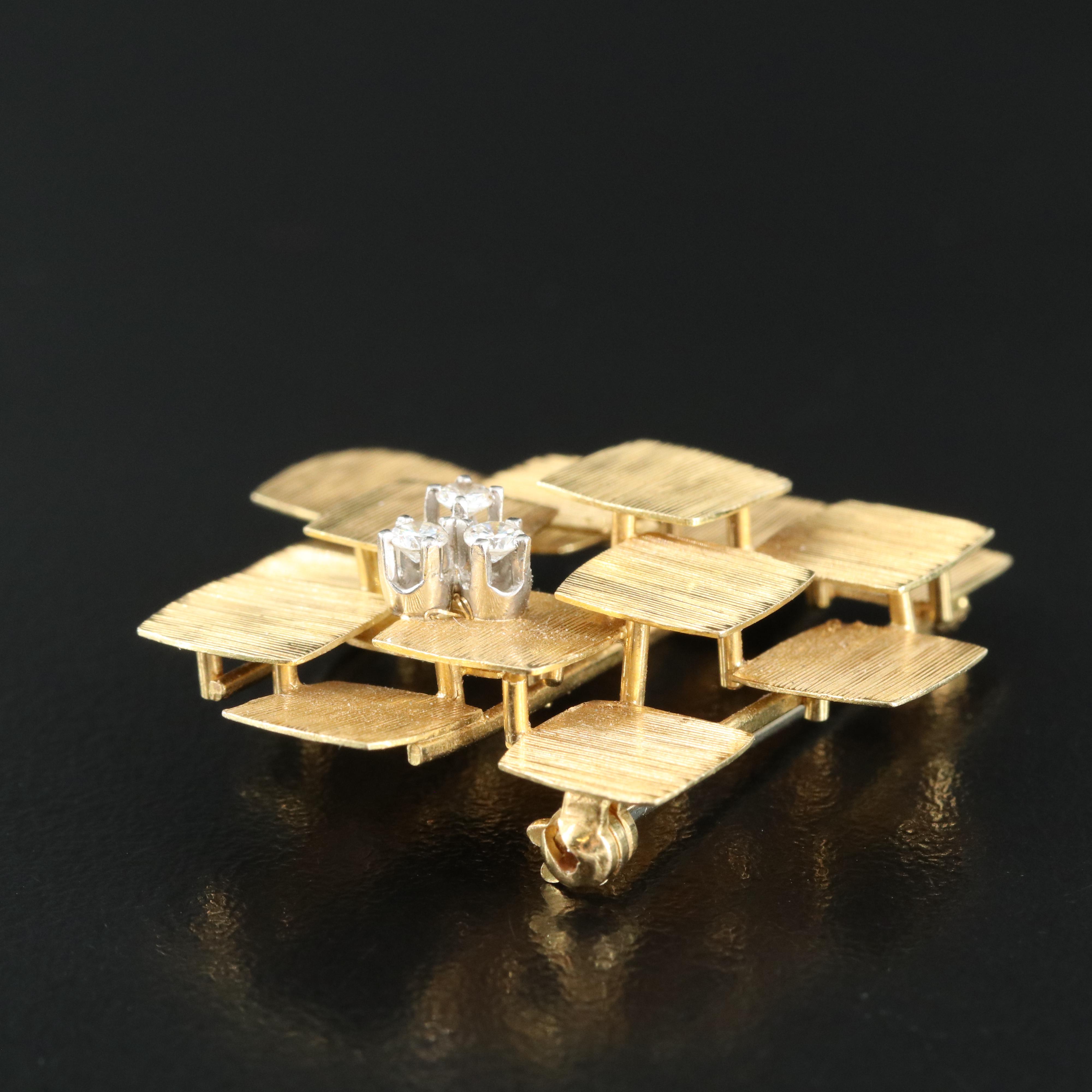 Modernist 18K 0.15 CTW Diamond Converter Brooch