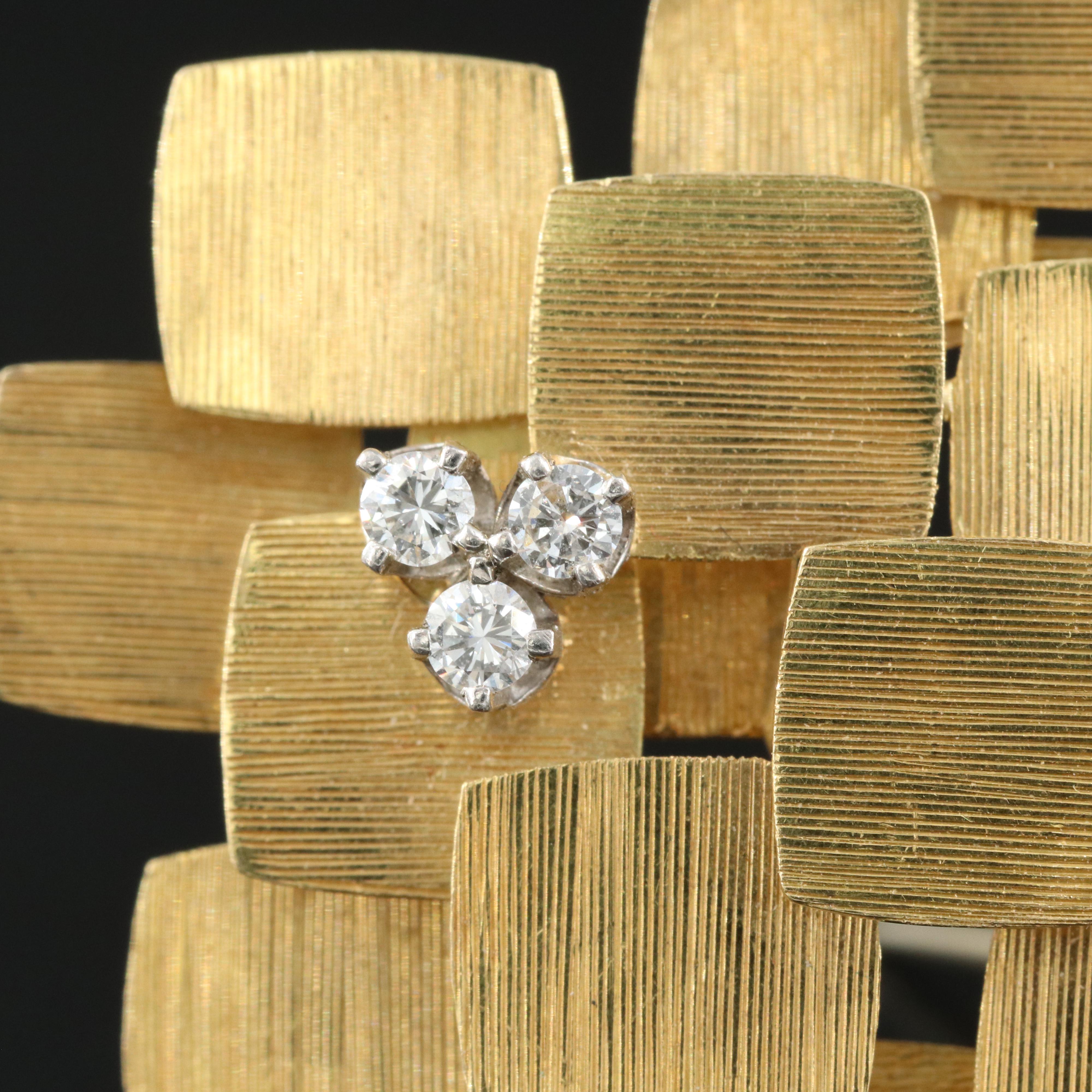 Modernist 18K 0.15 CTW Diamond Converter Brooch