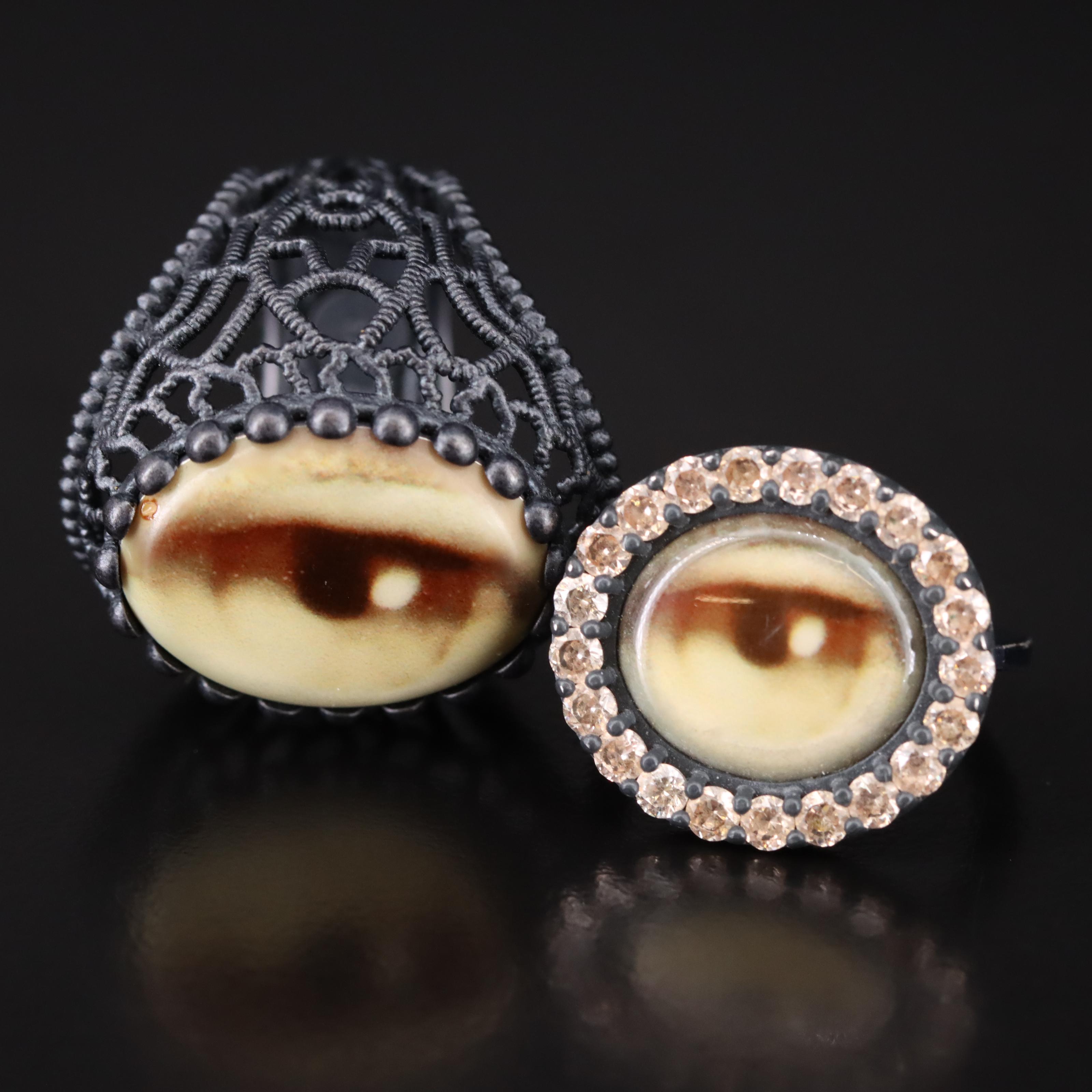 Bottega Veneta Sterling Lover's Eye Rings