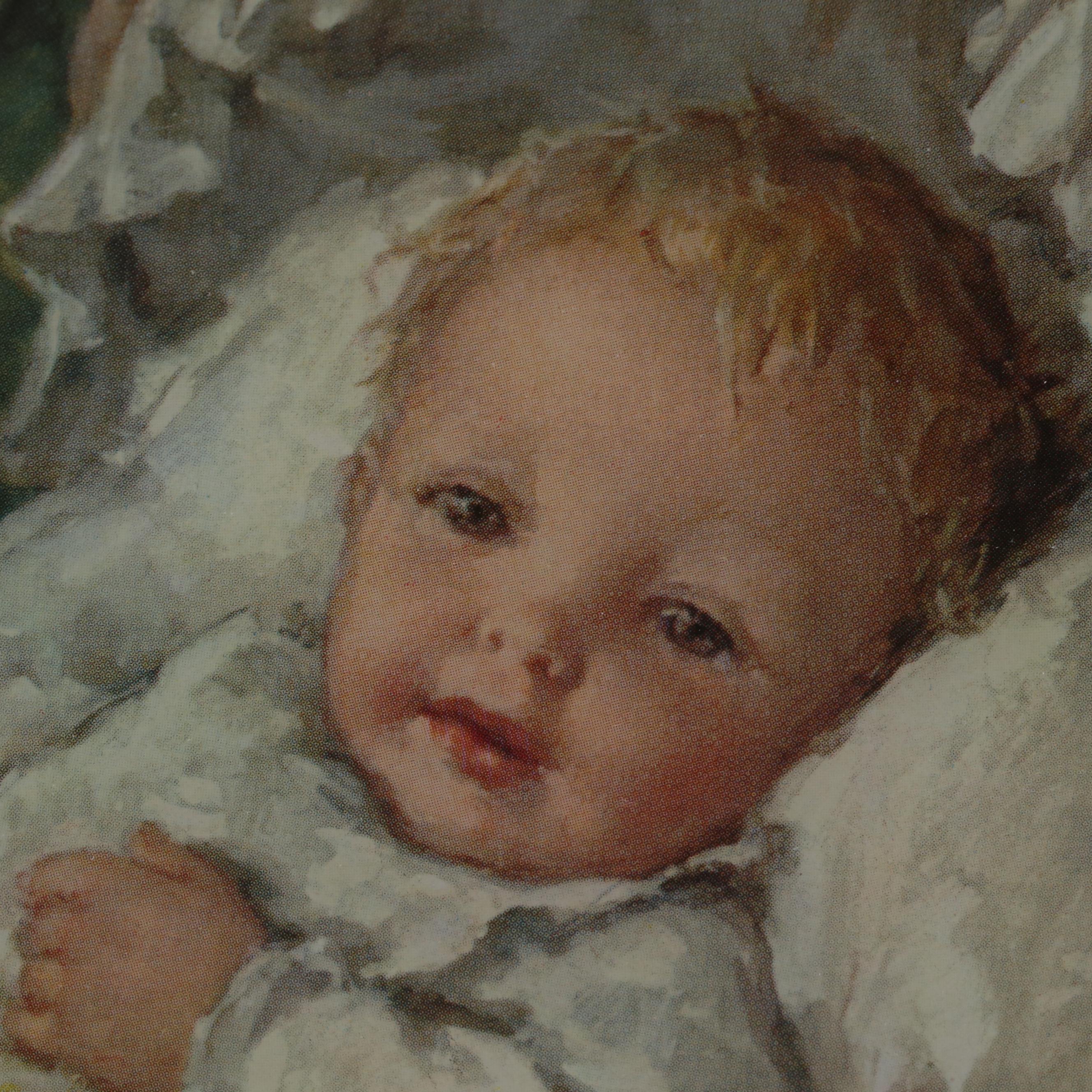 Italian Beveled Glass Wall Hanging of Angel Watching Over Child