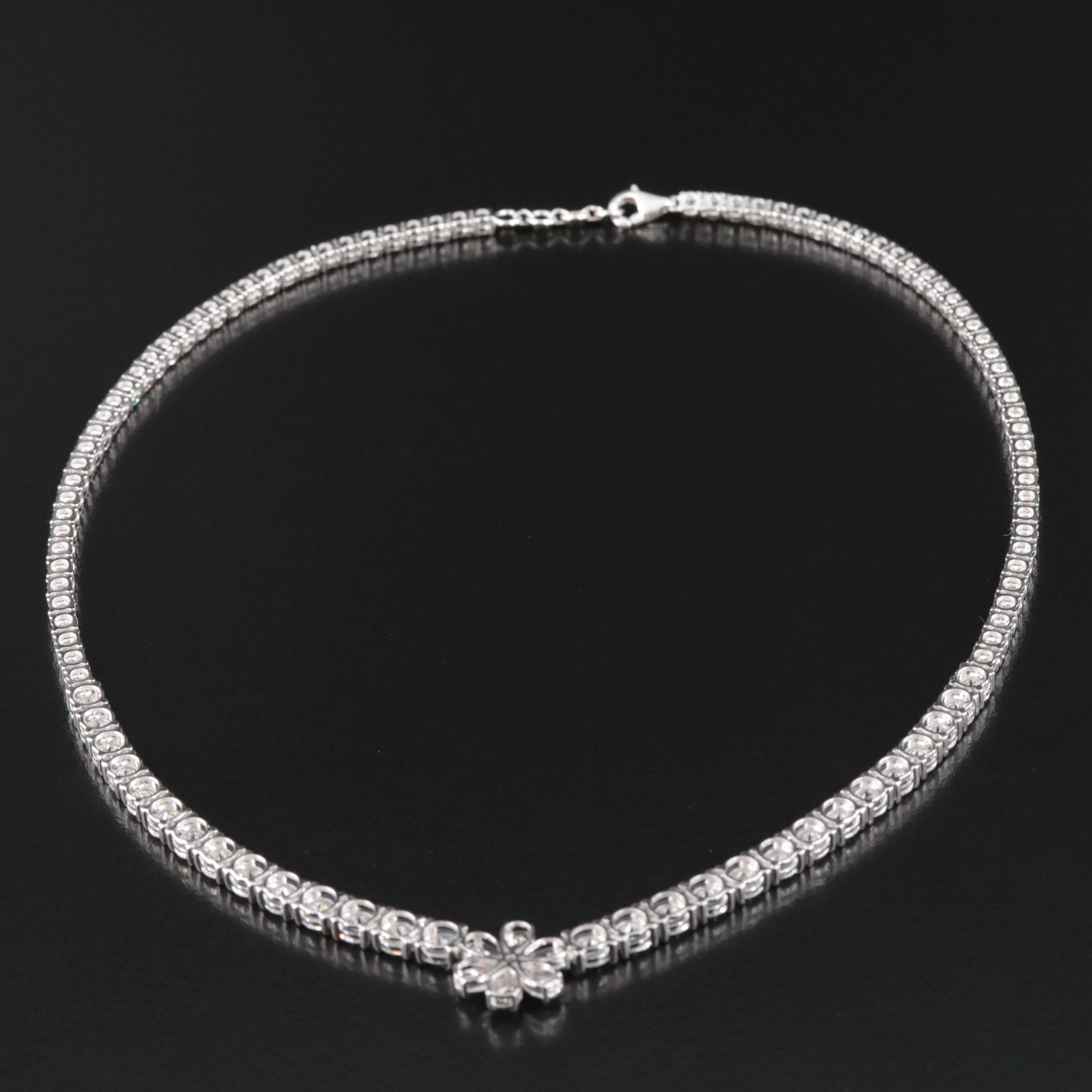 14K Graduated 20.37 Lab Grown Diamond Floral Necklace