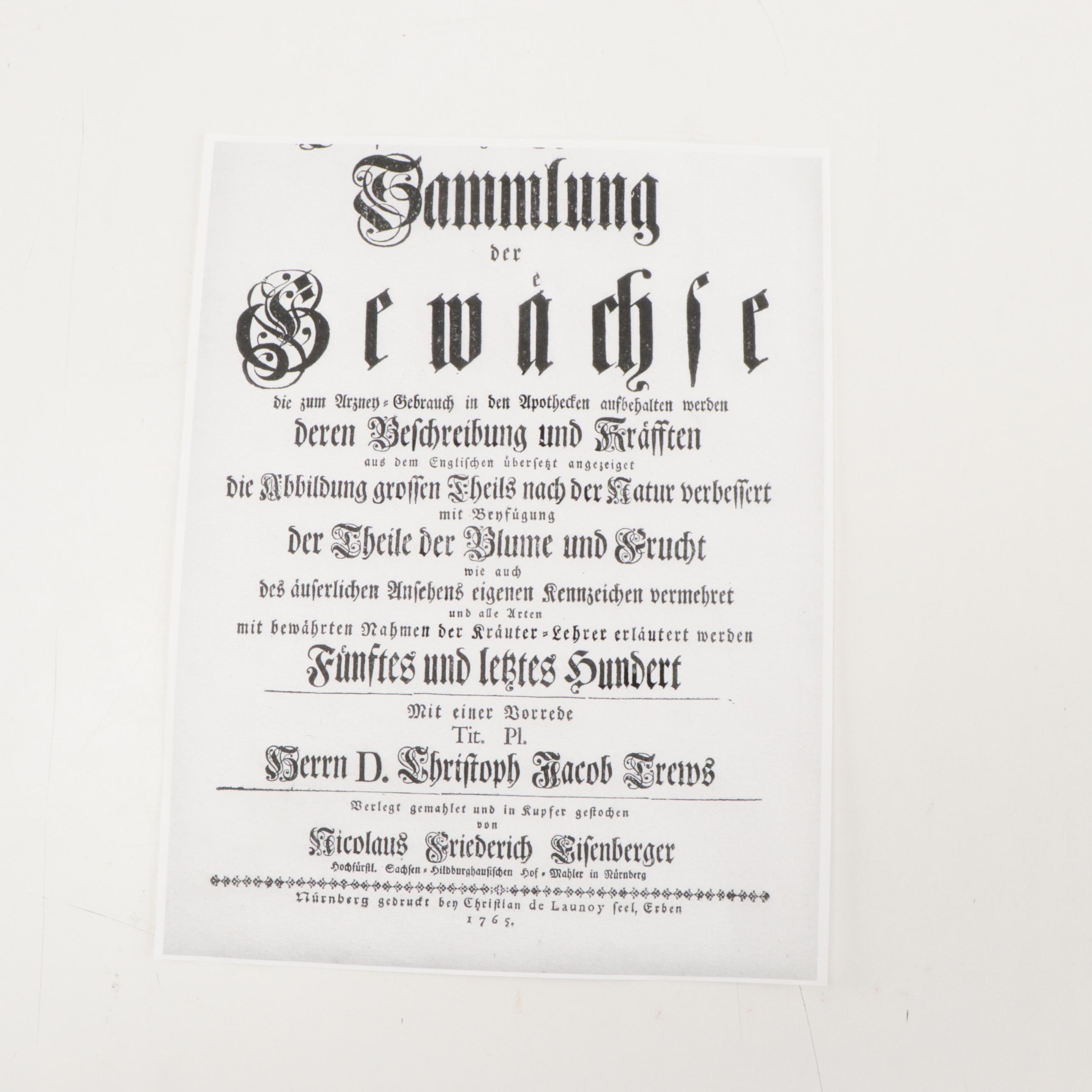 German Hand-Colored Engravings of Botanicals, 1765