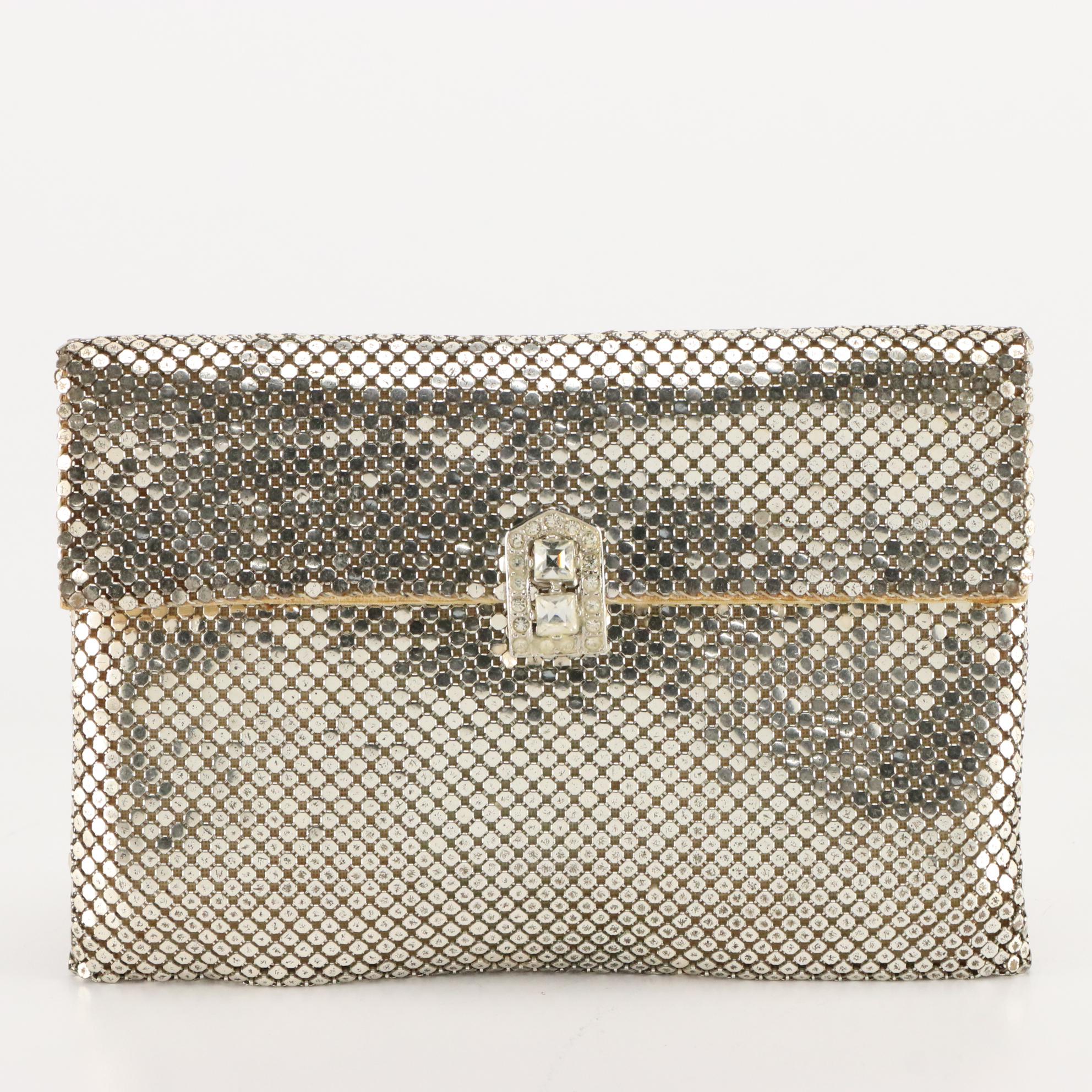 Whiting & Davis Sparkling Silver Tone Metal Mesh Clutch Bags EBTH