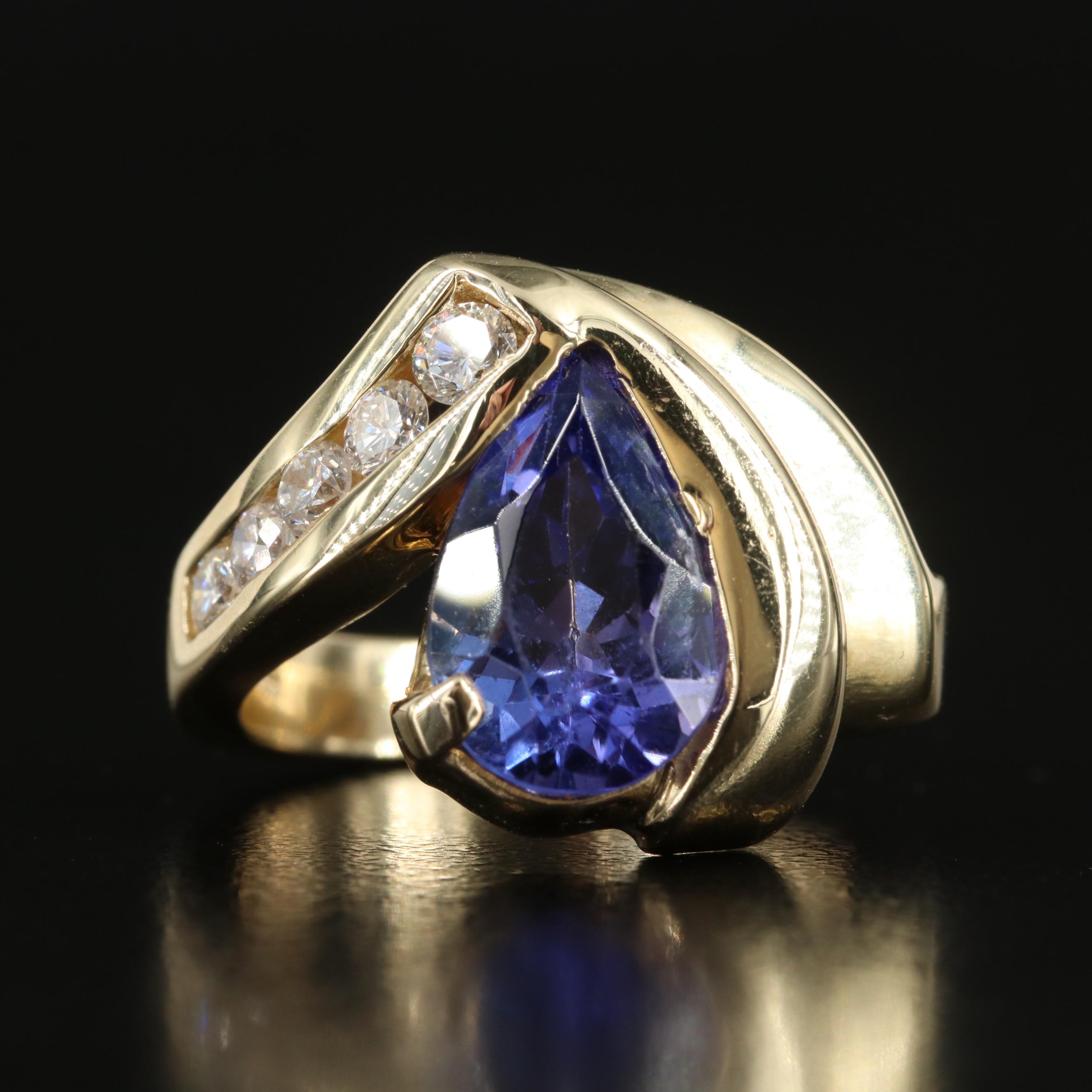14K 3.59 CT Tanzanite and Diamond Ring