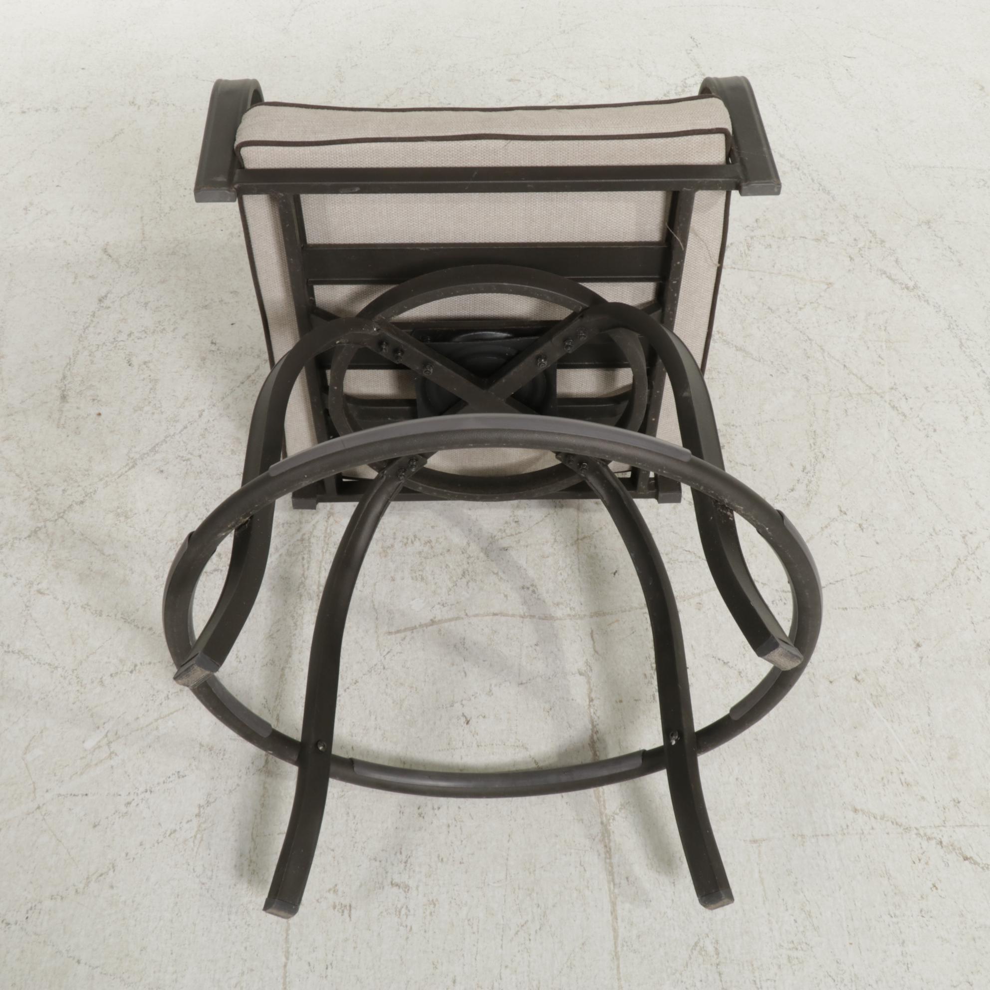 High-Top Patio Table with Integral Fire Pit and Six Barstools