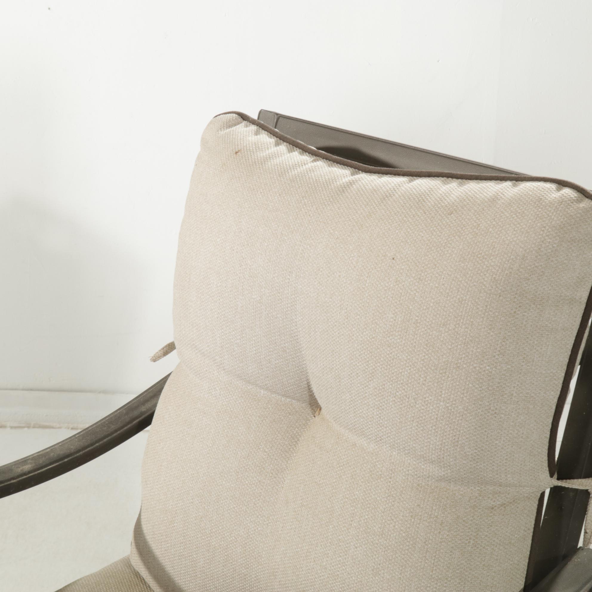 High-Top Patio Table with Integral Fire Pit and Six Barstools