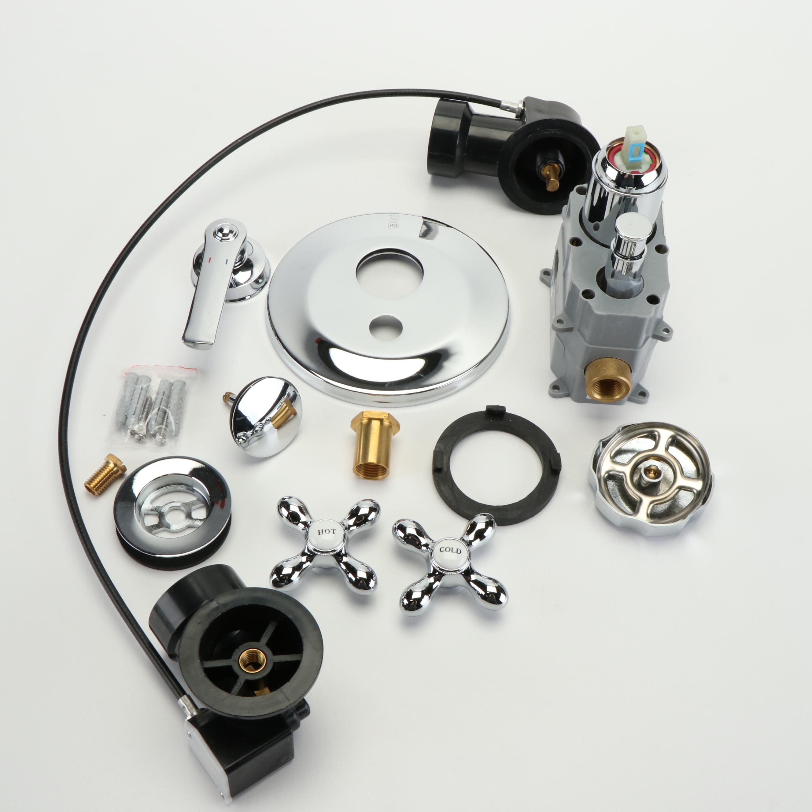 Pressure Balanced Shower Valve, Cross Handles, and Tub Drain in Chrome