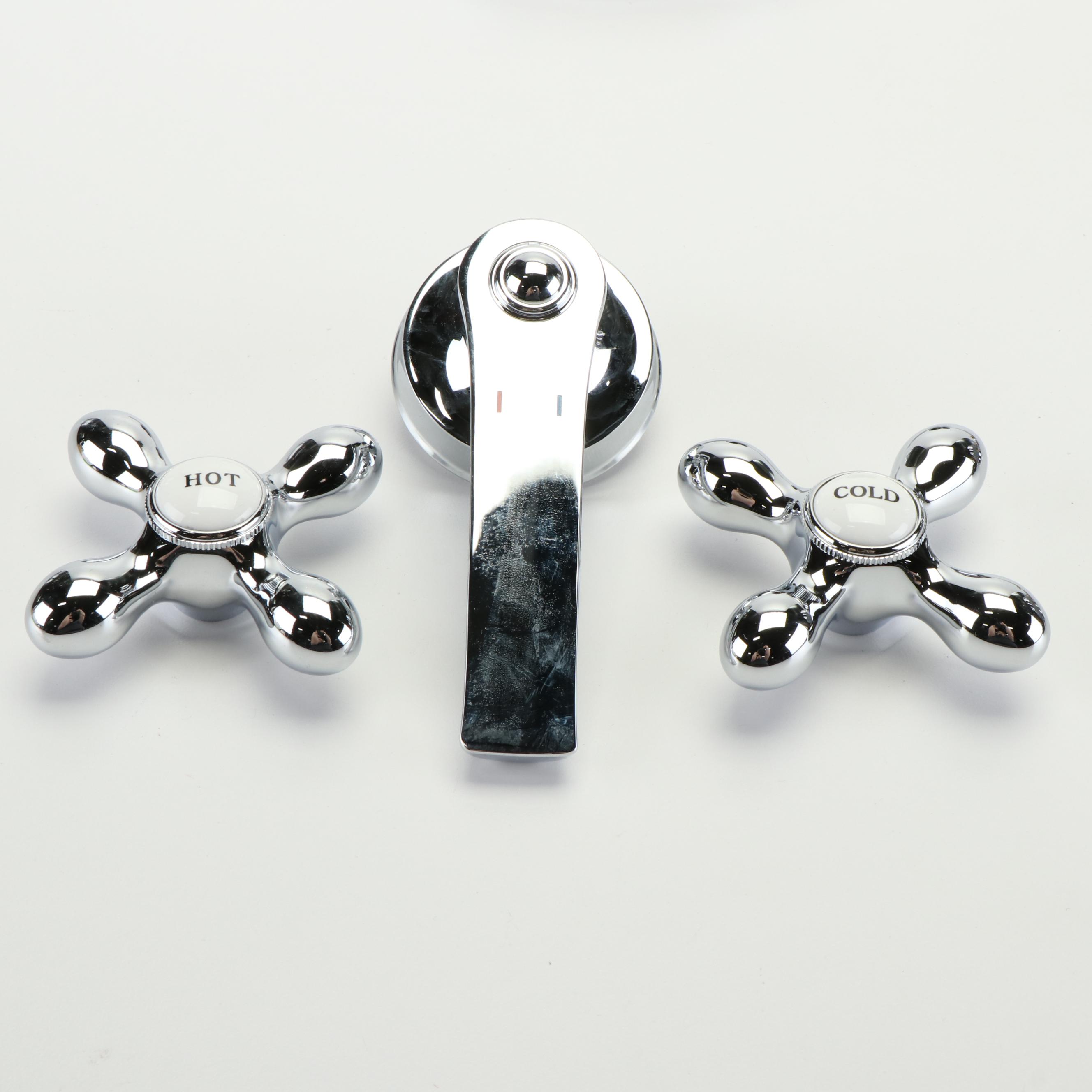 Pressure Balanced Shower Valve, Cross Handles, and Tub Drain in Chrome