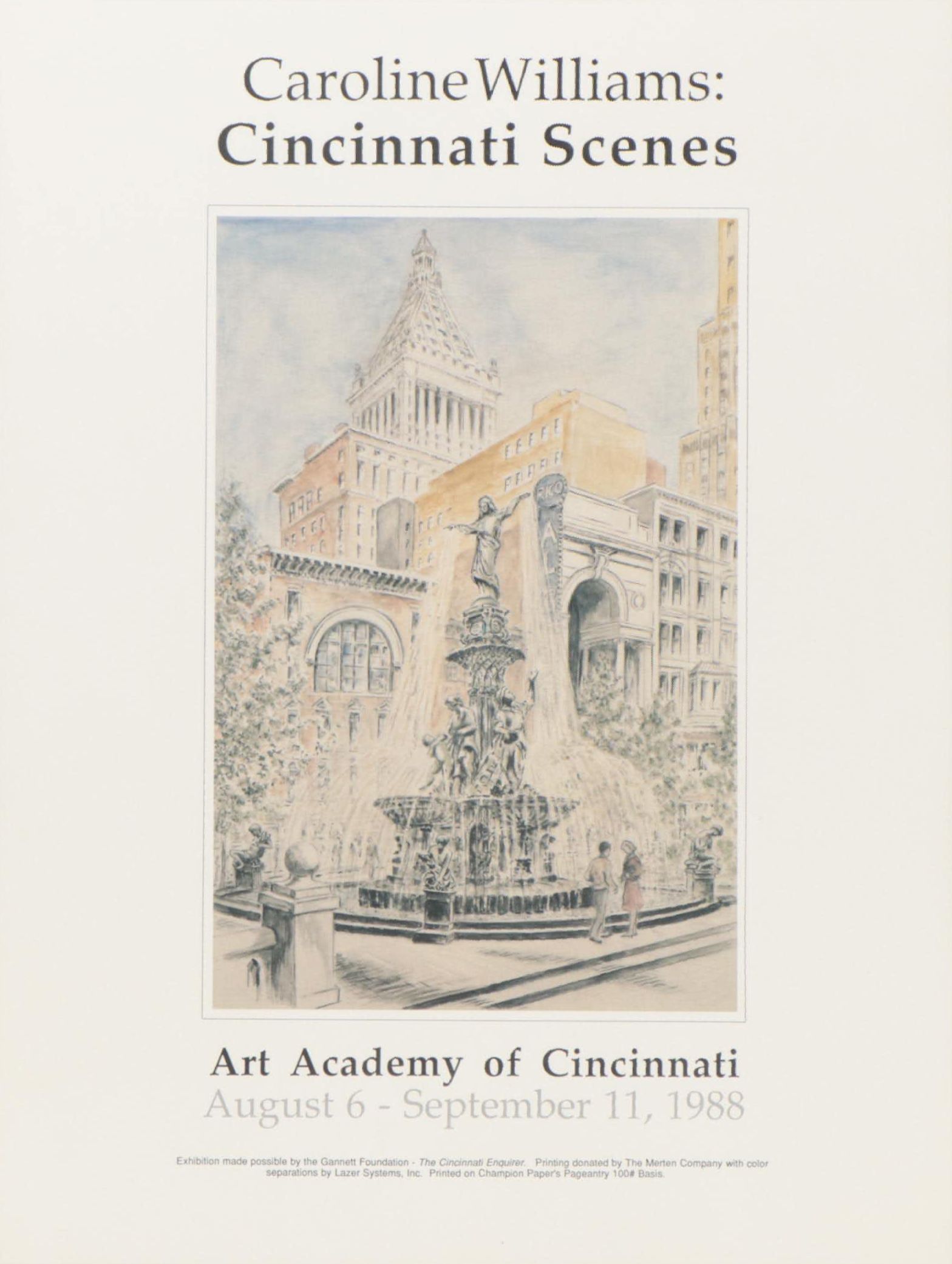 Art Academy Exhibition Poster "Caroline Williams Cincinnati Scenes," 1988