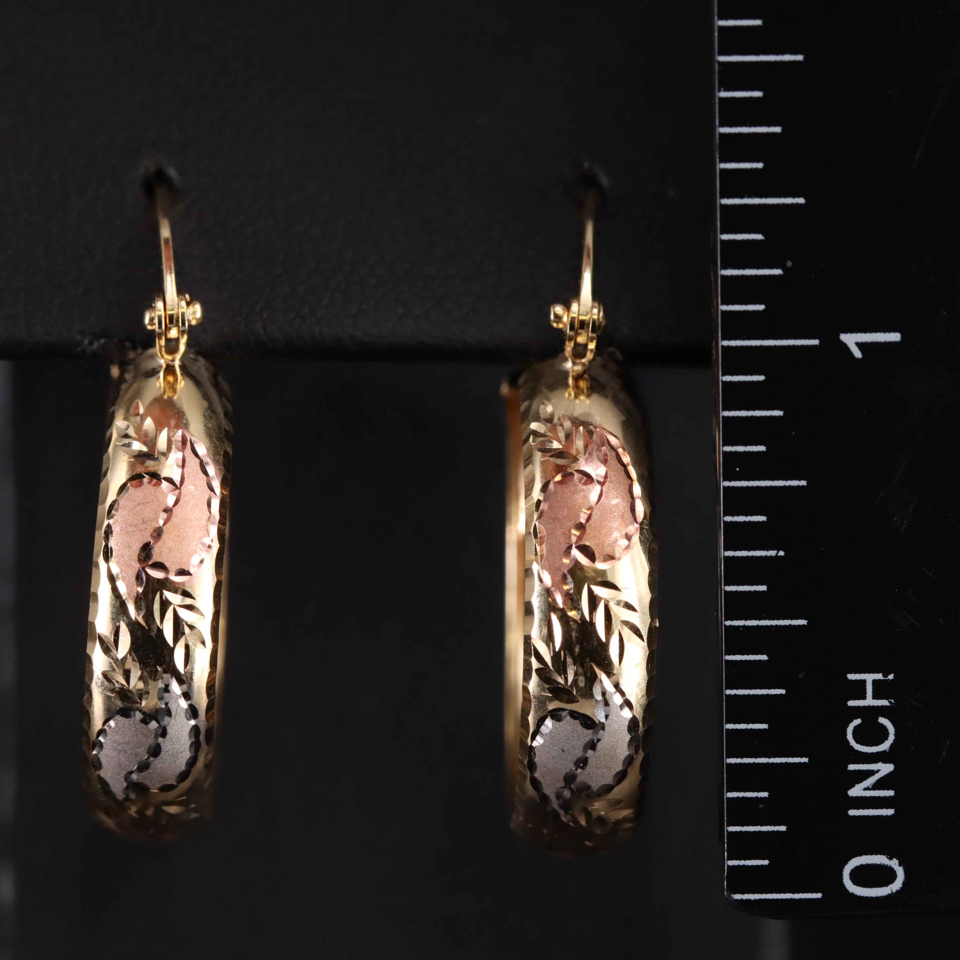 14K Tri-Color Hoop Earrings