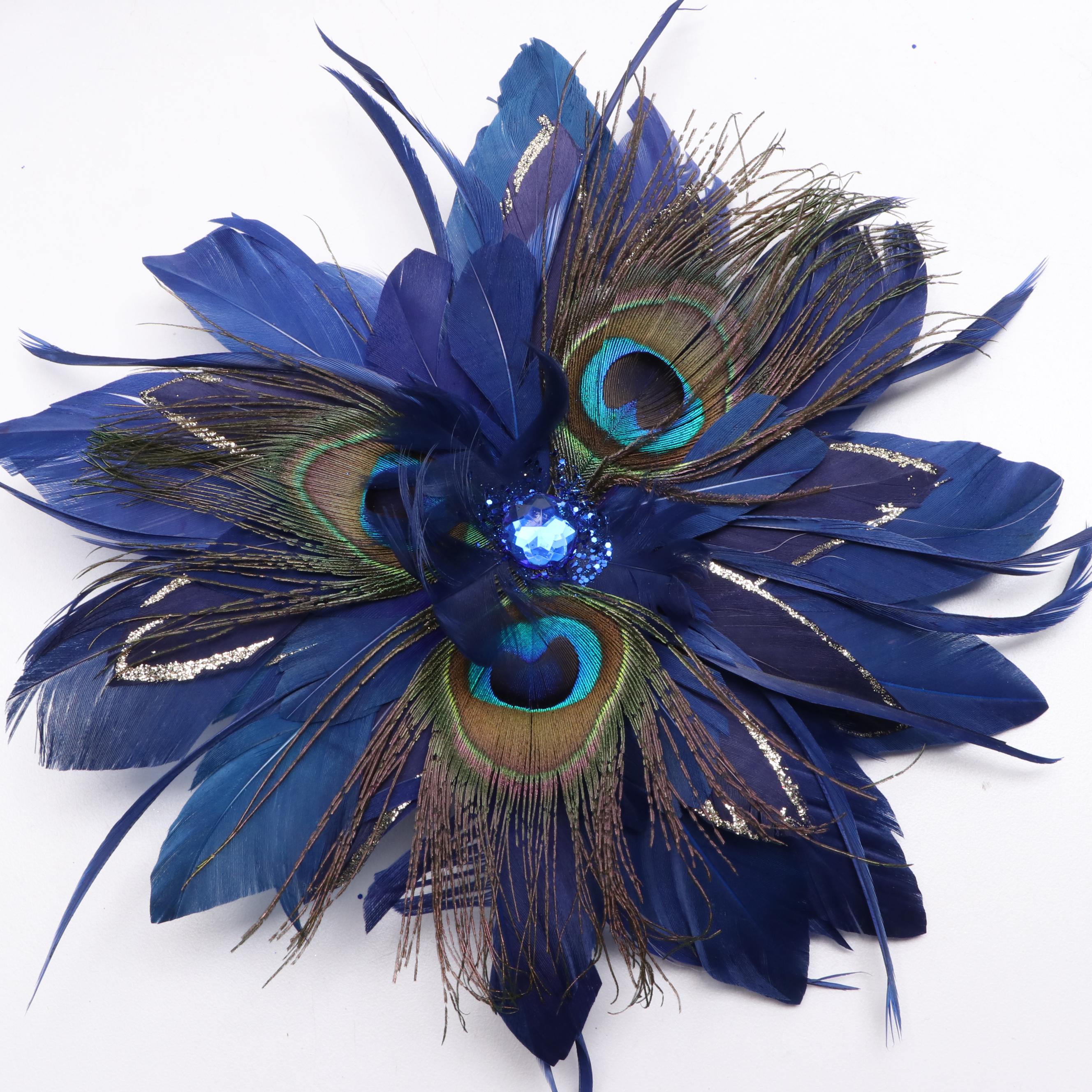 Peacock and Purple Themed Glass Ornaments with Other Christmas Decorations