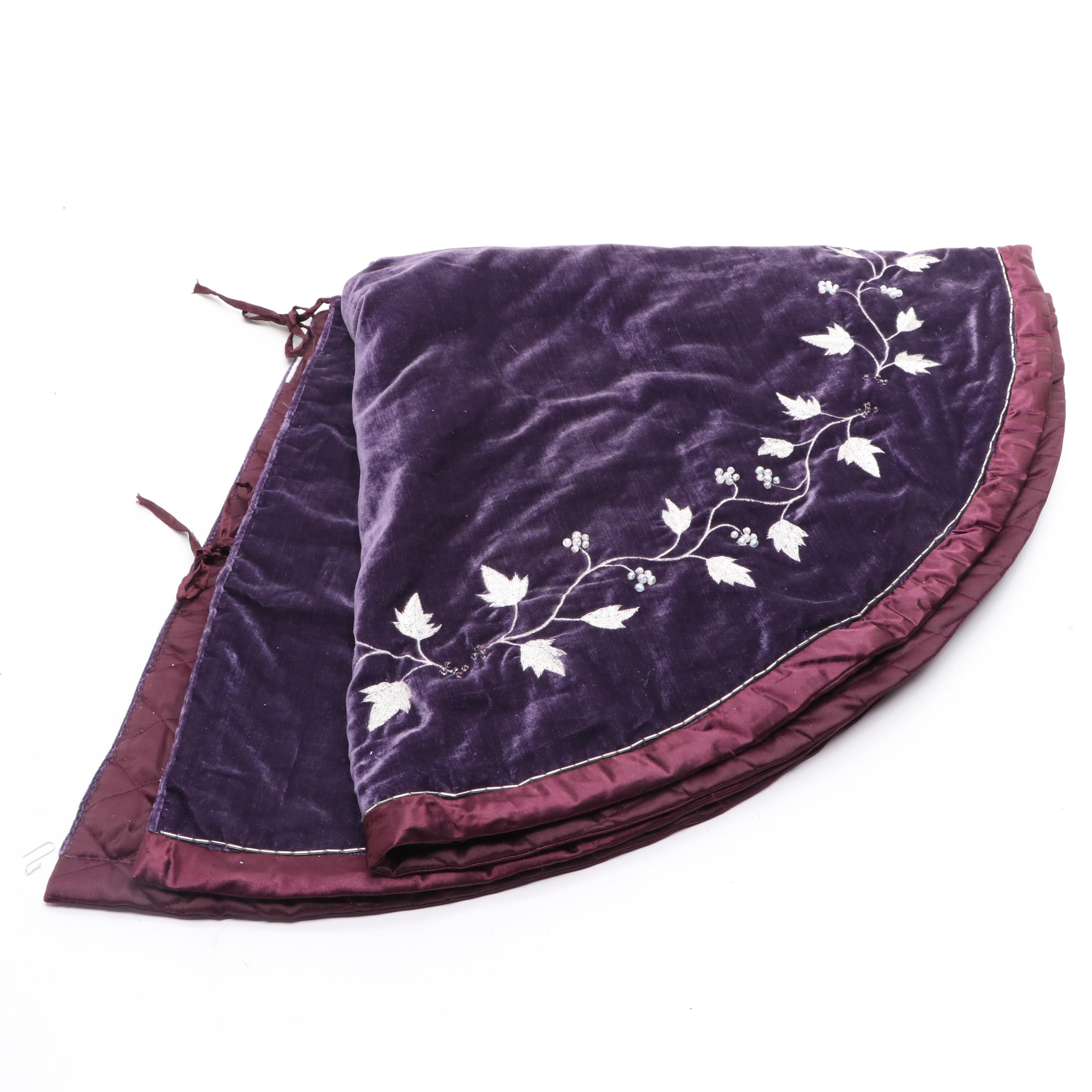 Peacock and Purple Themed Glass Ornaments with Other Christmas Decorations