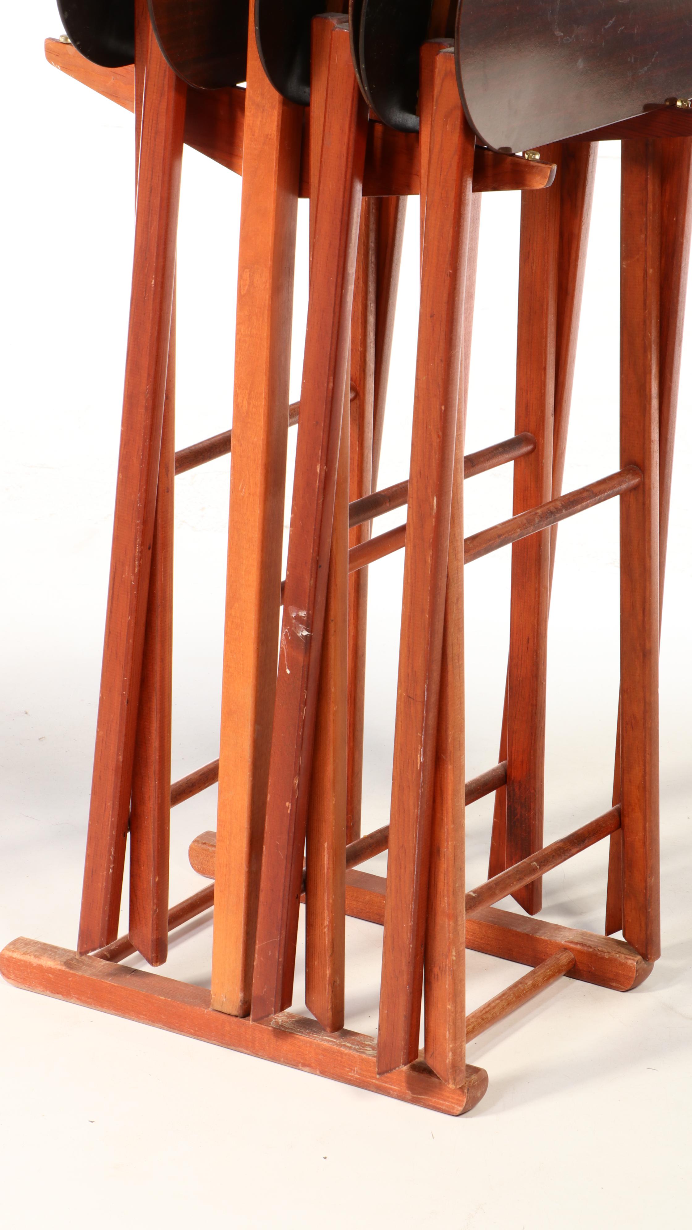 Wooden Folding Tray Tables, Mid to Late 20th Century