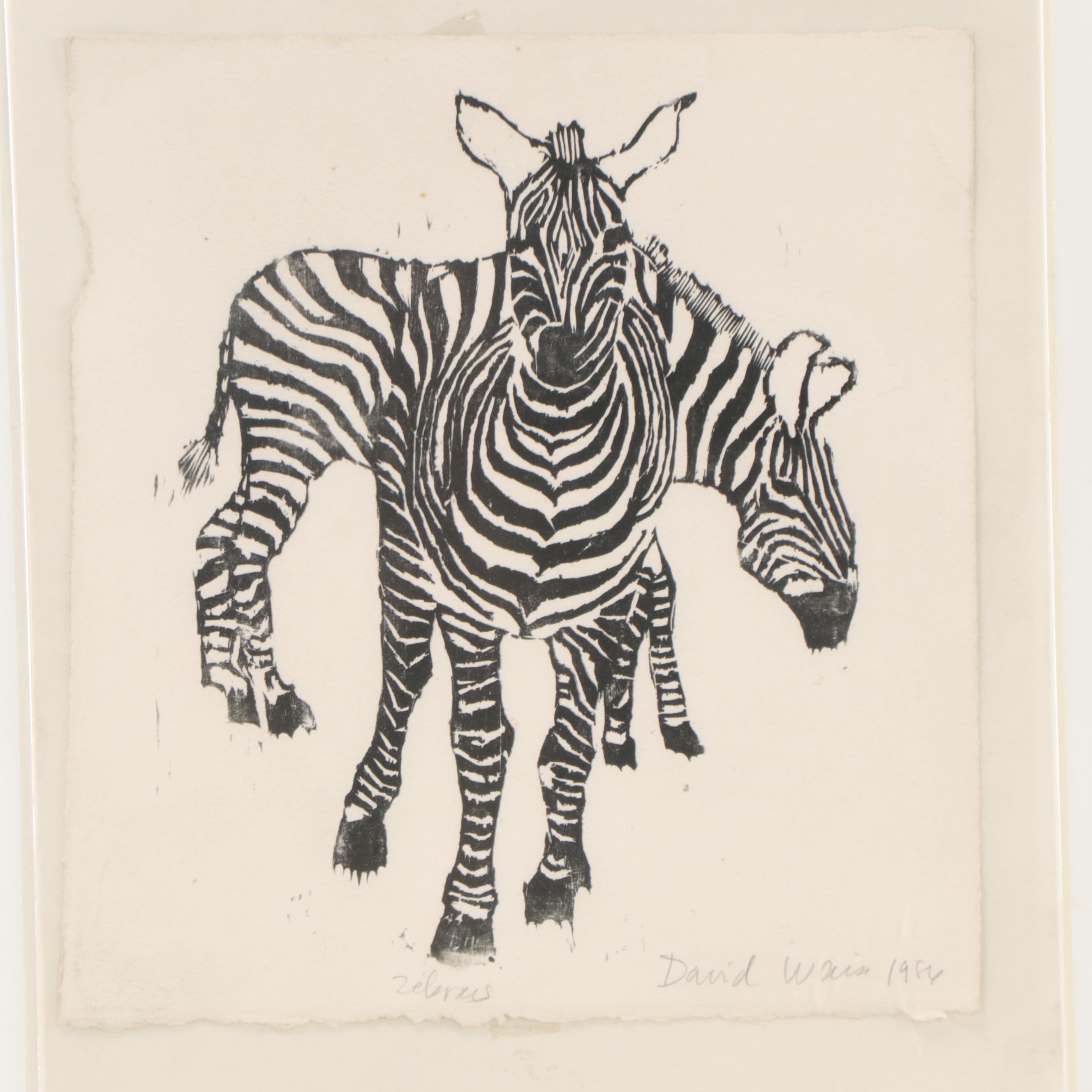Relief Print "Zebras," 1986