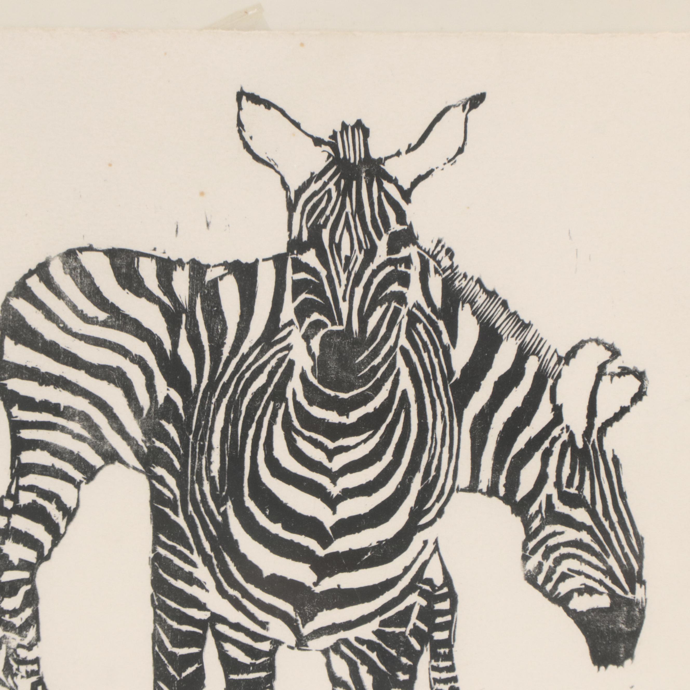 Relief Print "Zebras," 1986