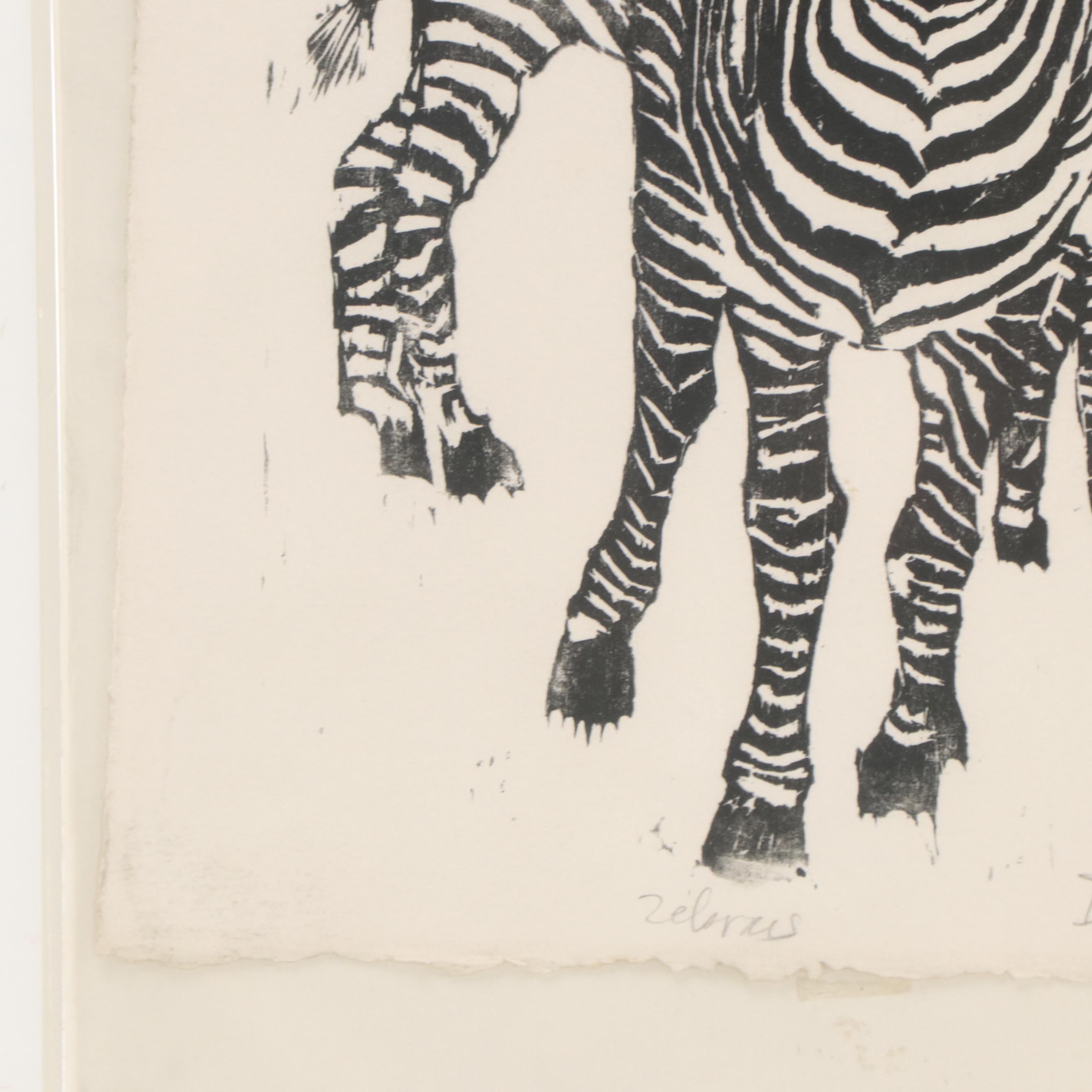 Relief Print "Zebras," 1986