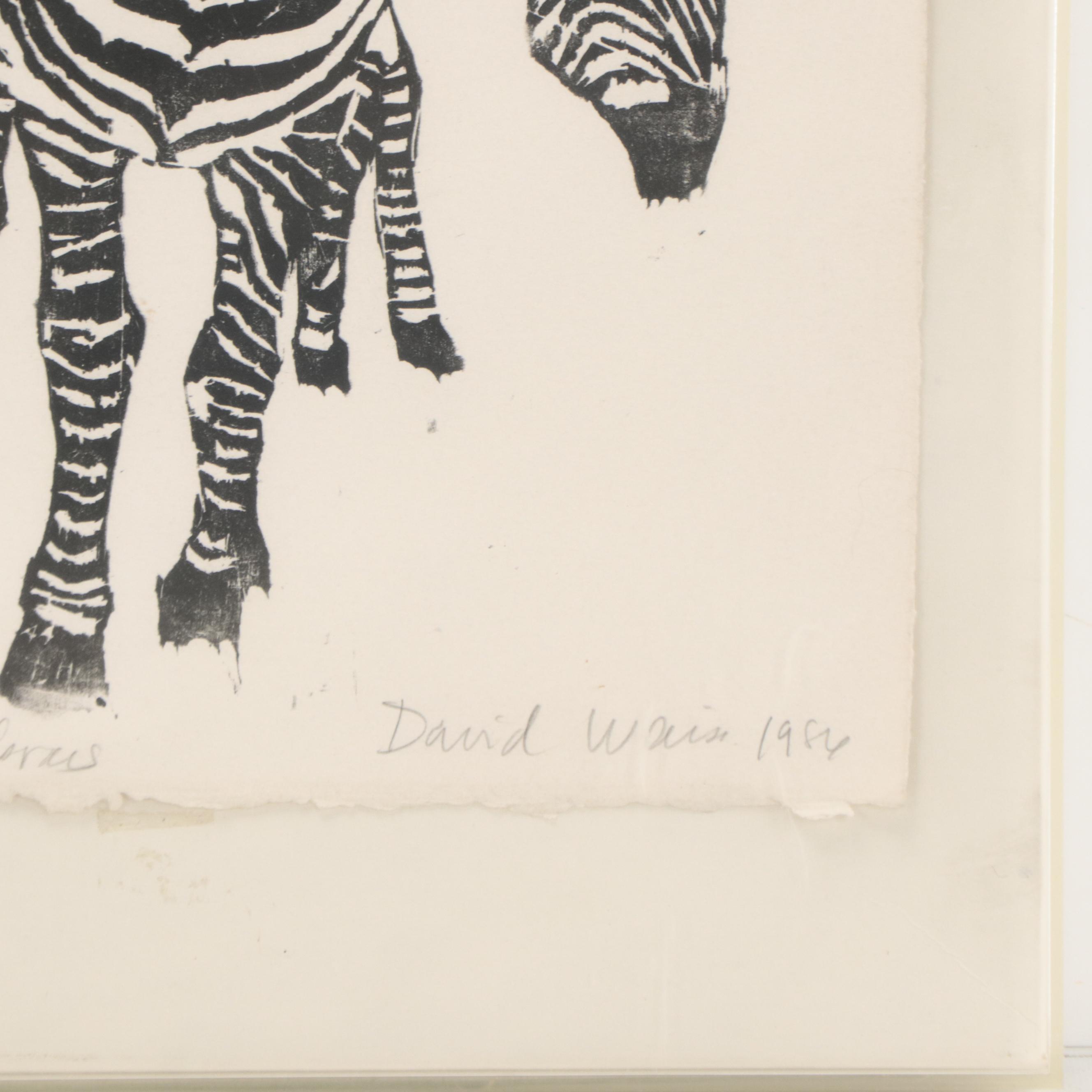 Relief Print "Zebras," 1986