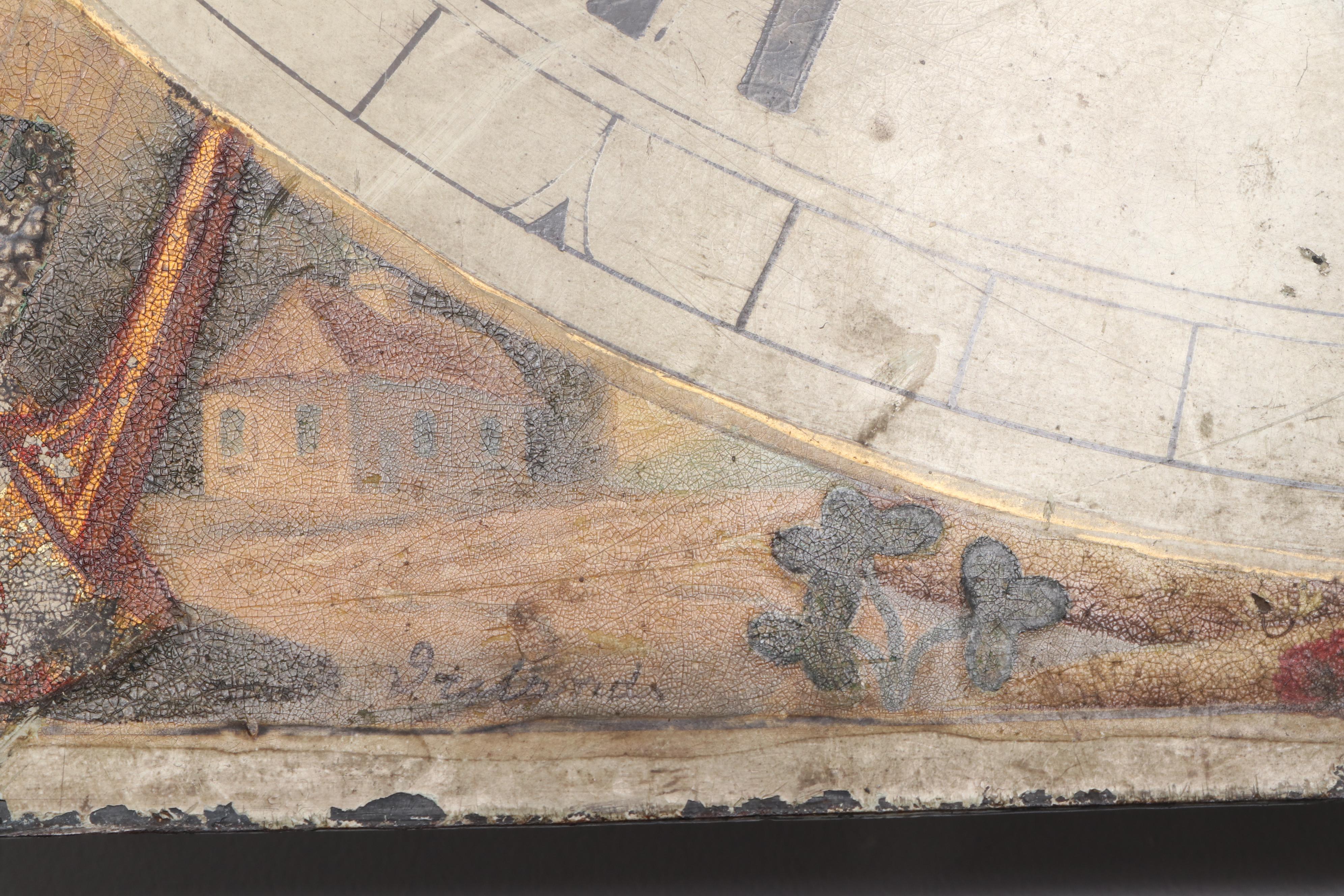 Hand-Painted Metal Grandfather Clock Dial, 19th Century