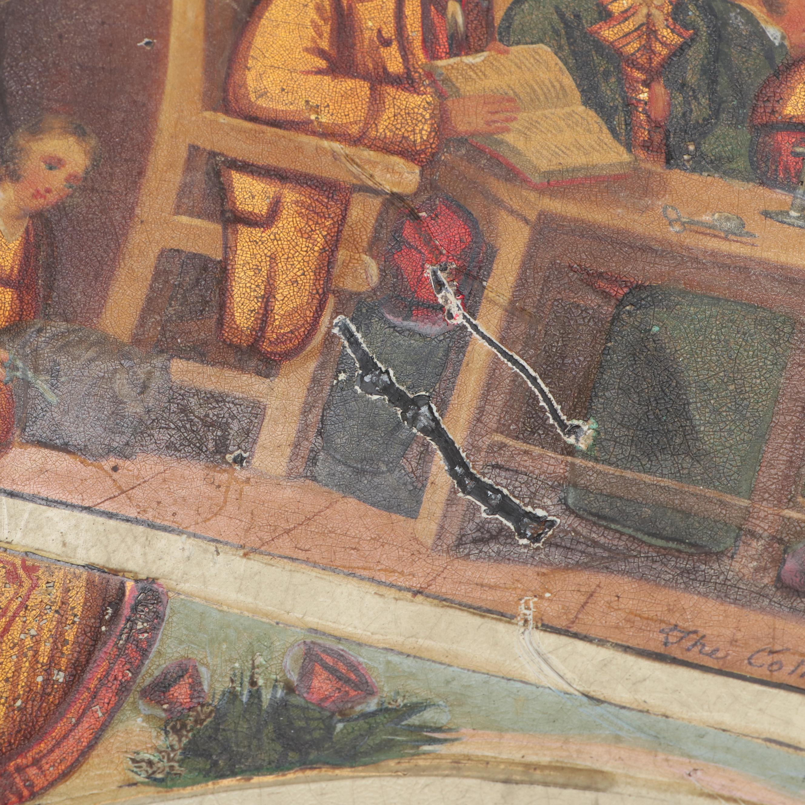 Hand-Painted Metal Grandfather Clock Dial, 19th Century