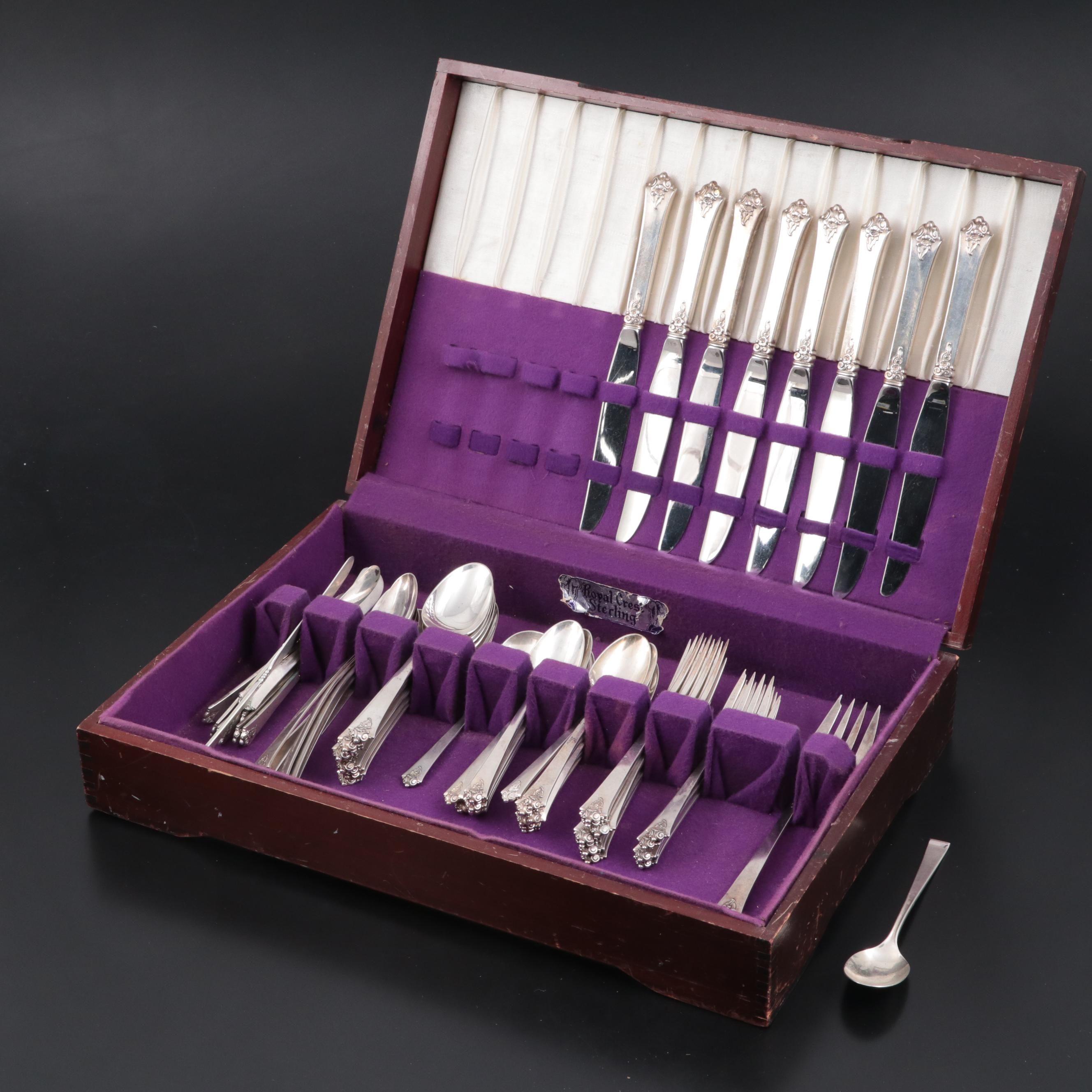 Royal Crest "Castle Rose" Sterling Silver Flatware with Chest
