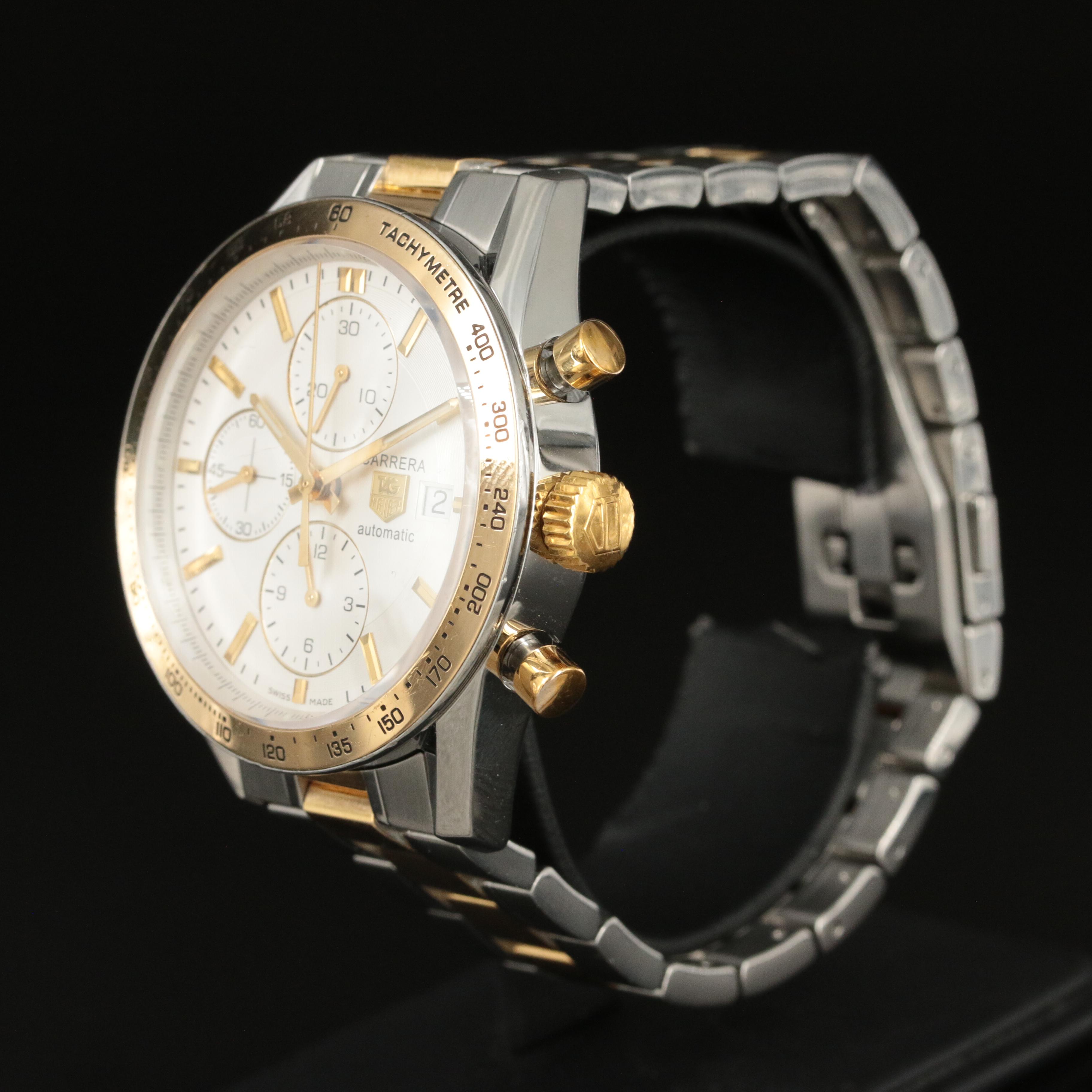 TAG Heuer Carrera Chronograph 18K Gold and Steel White Automatic Watch