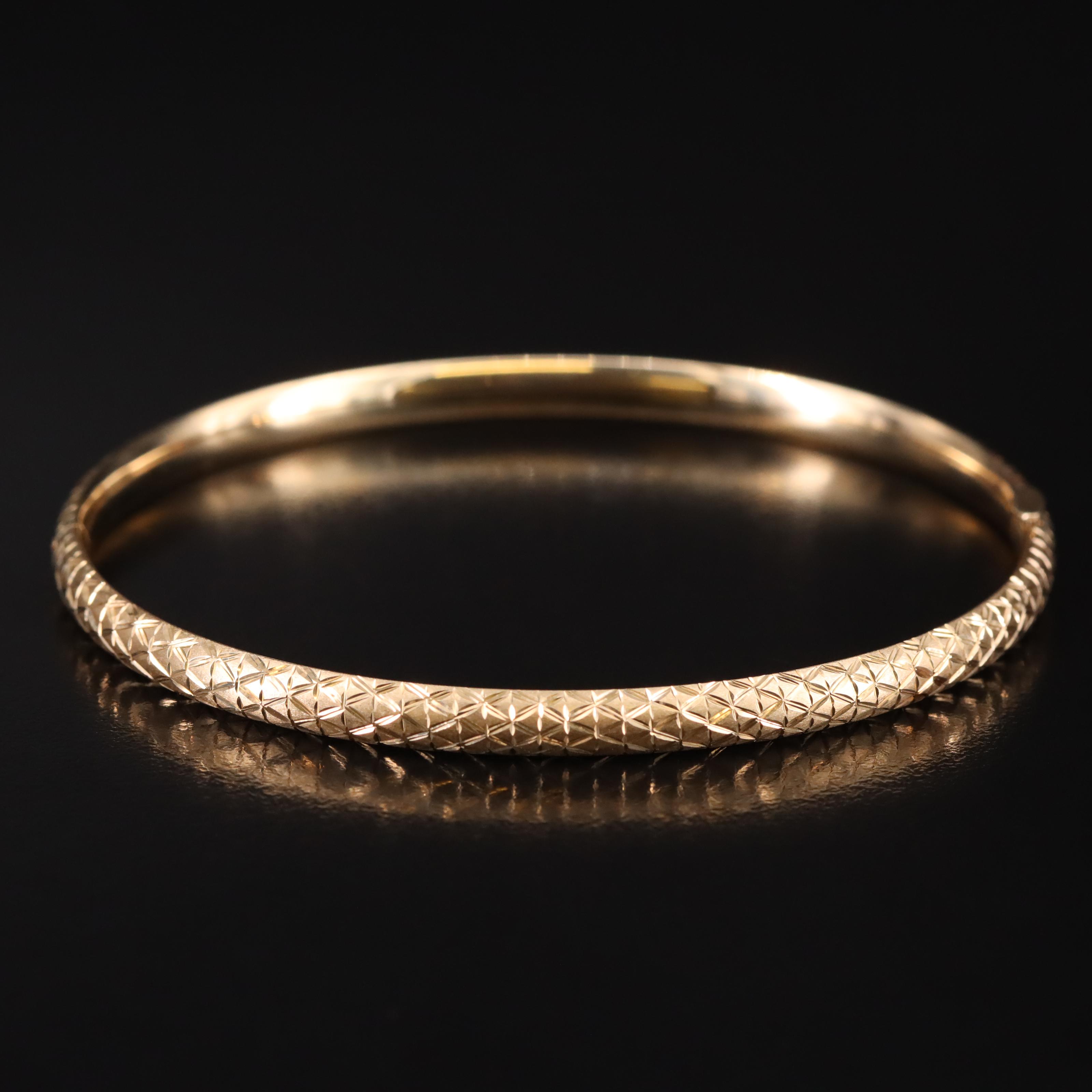 14K Diamond Cut Bangle