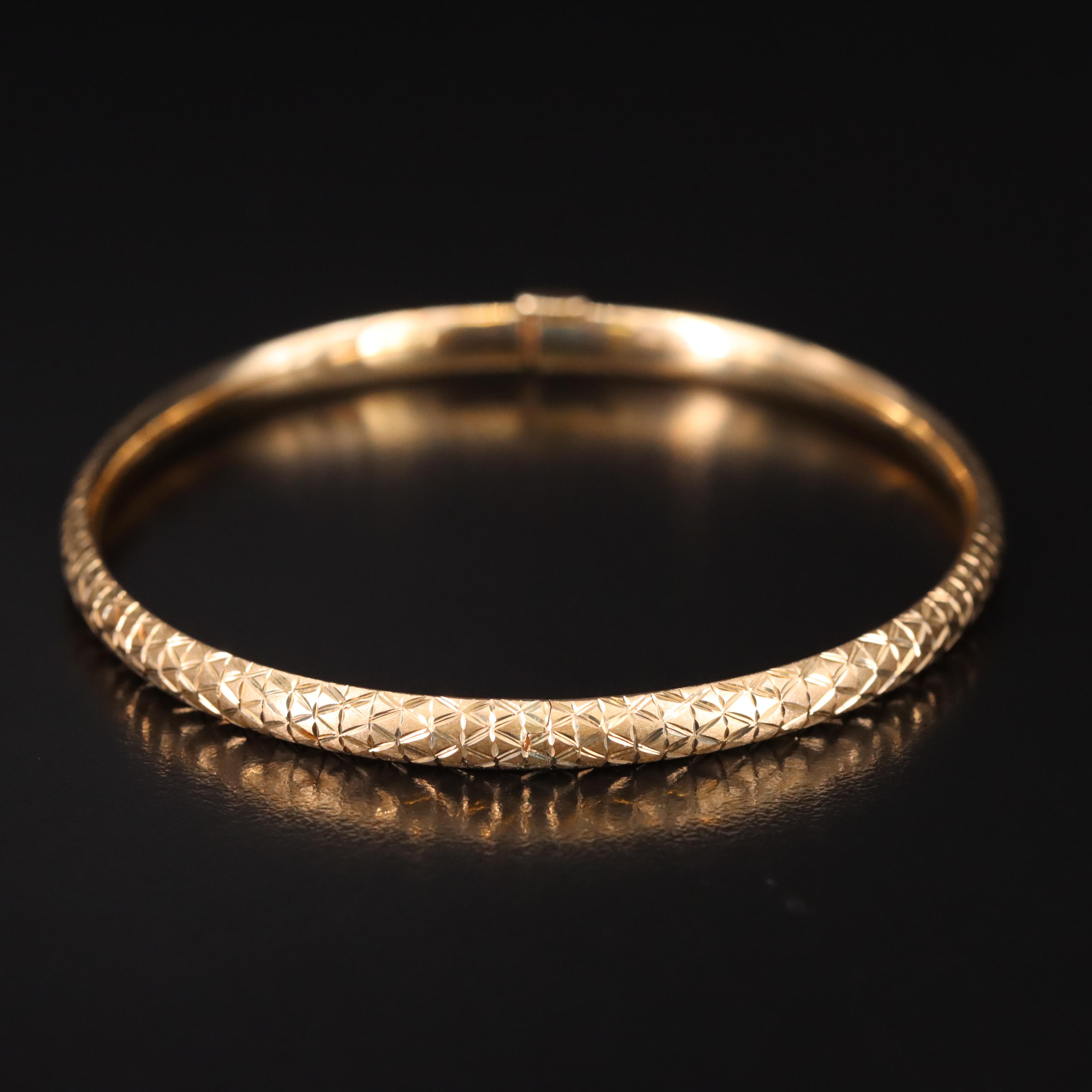 14K Diamond Cut Bangle