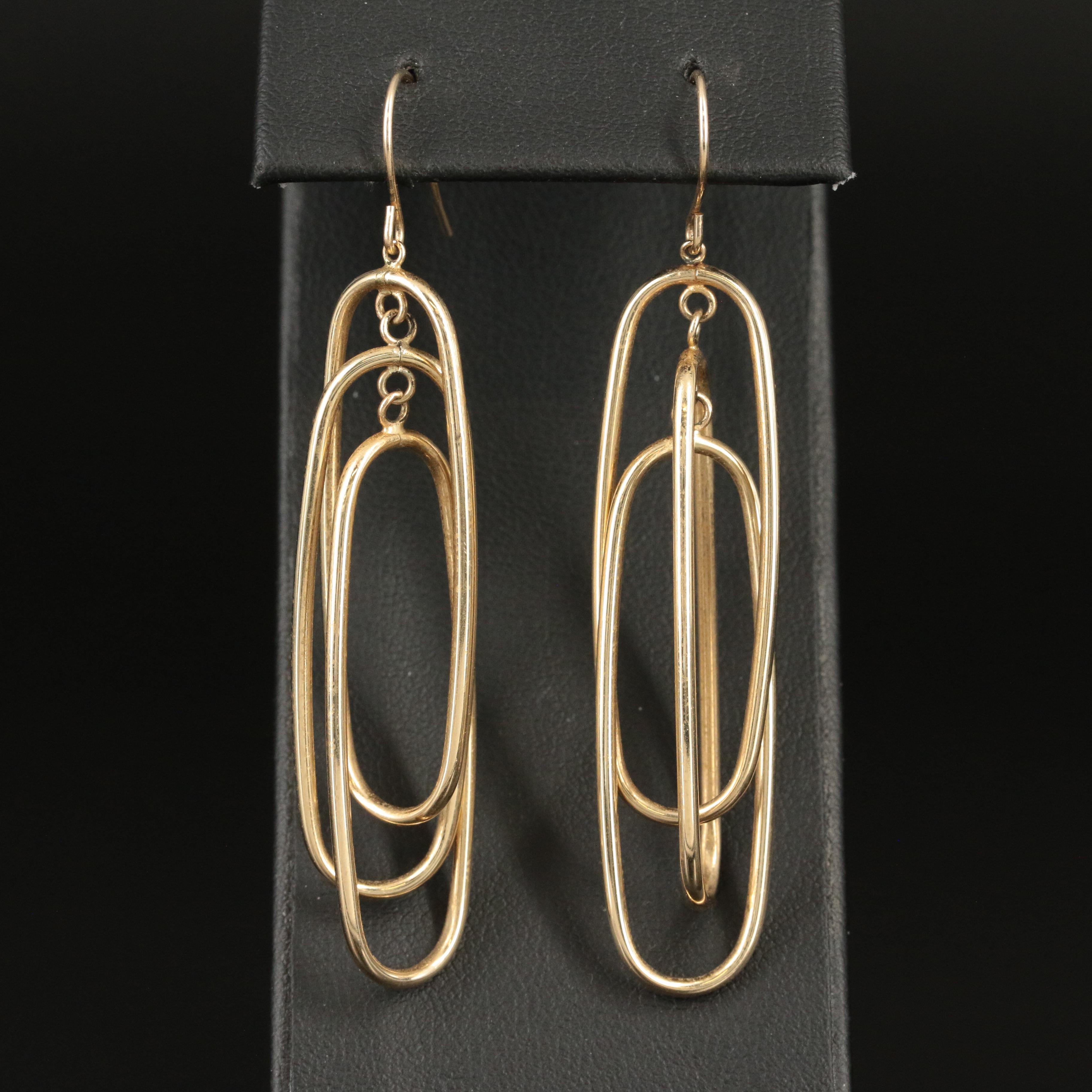 14K Multi Oval Drop Earrings