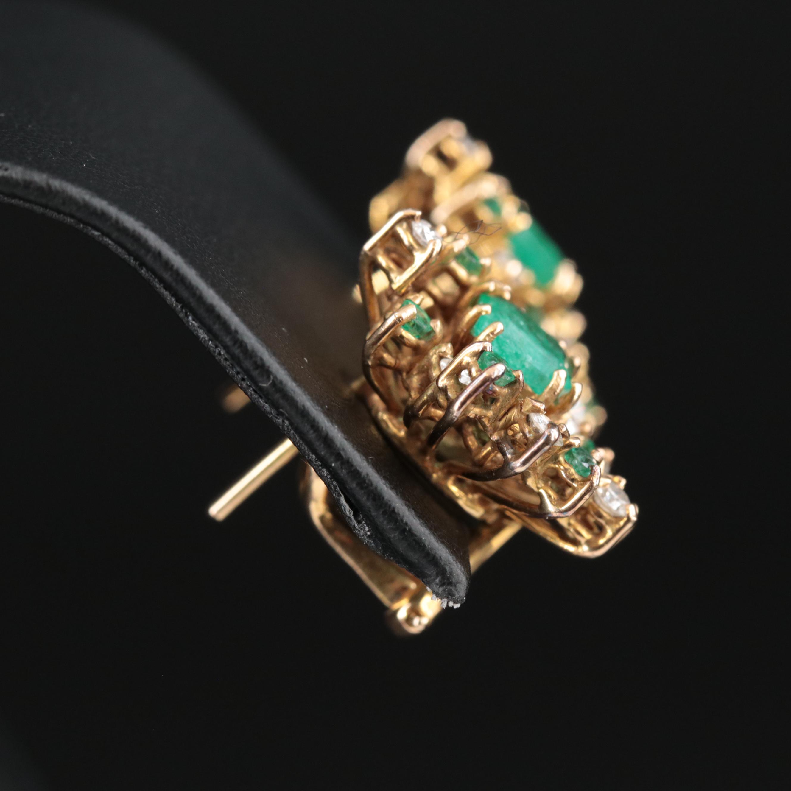 14K Emerald and Diamond Earrings