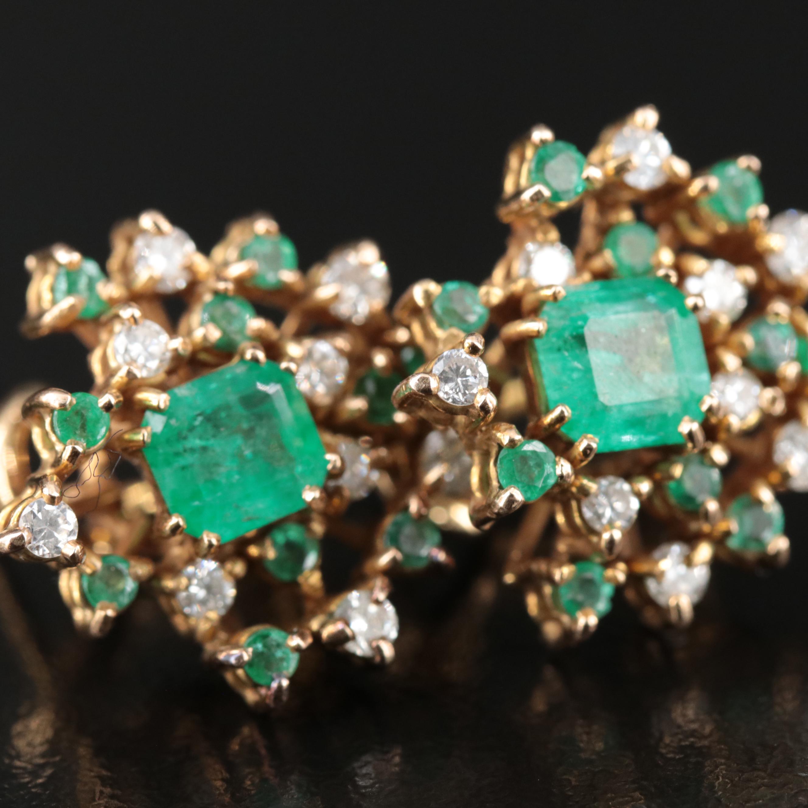 14K Emerald and Diamond Earrings