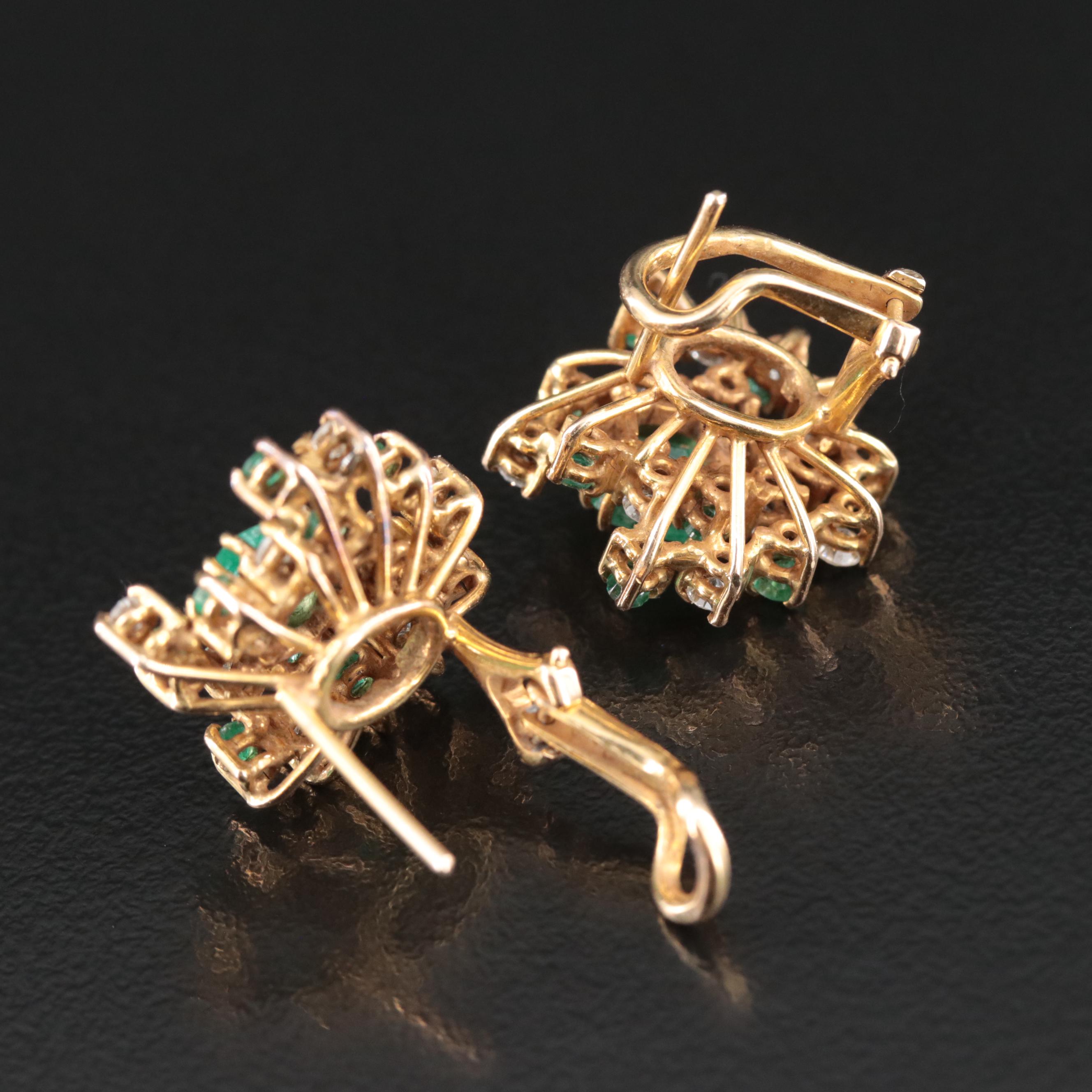 14K Emerald and Diamond Earrings