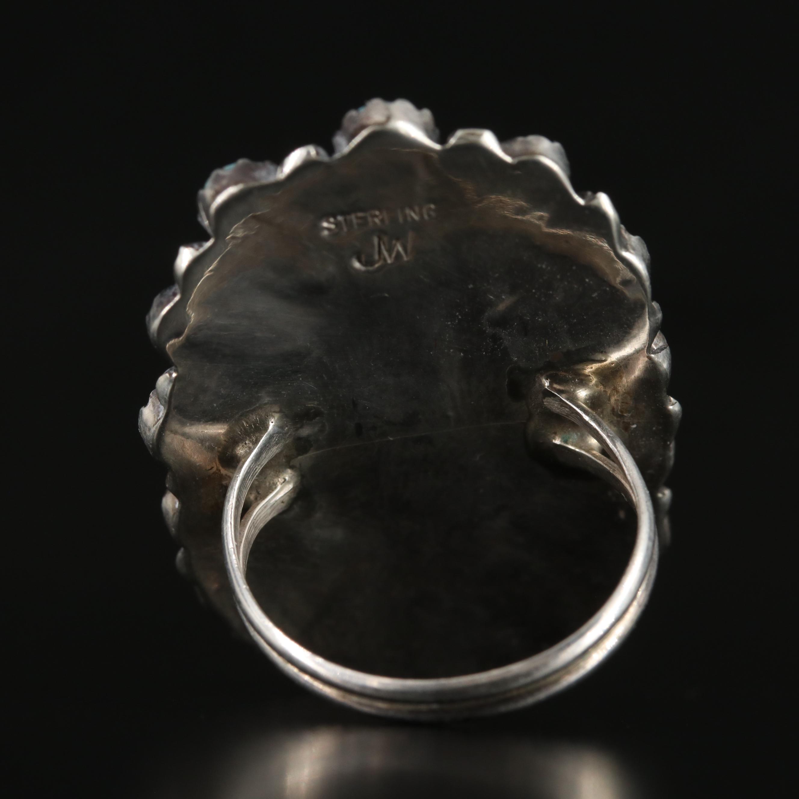 Sterling Turquoise Petit Point Ring