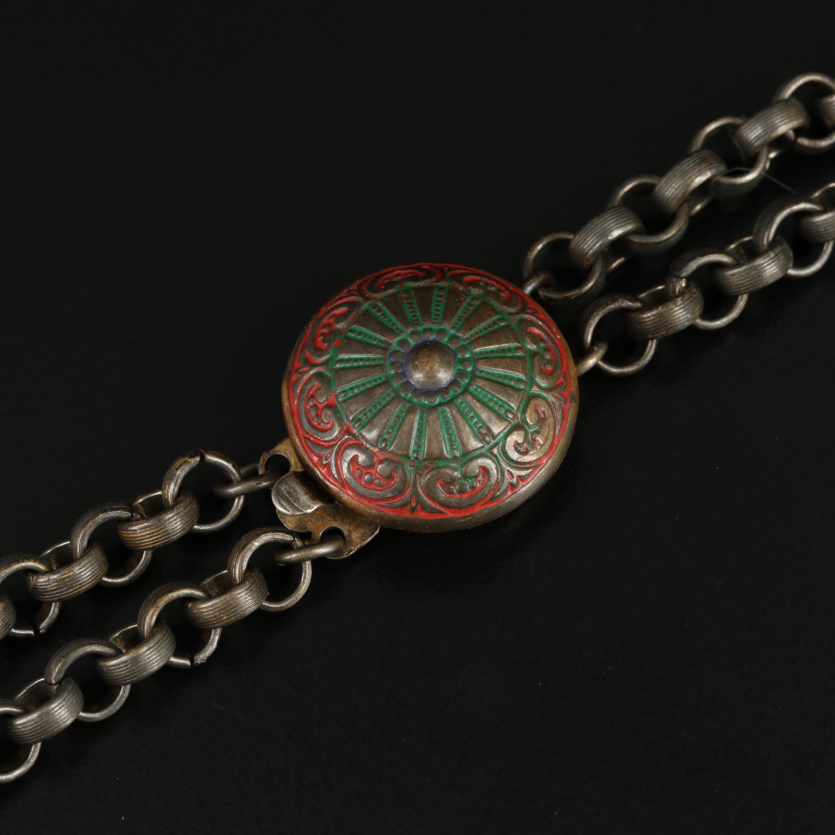 Enamel and Art Glass Festoon Necklace