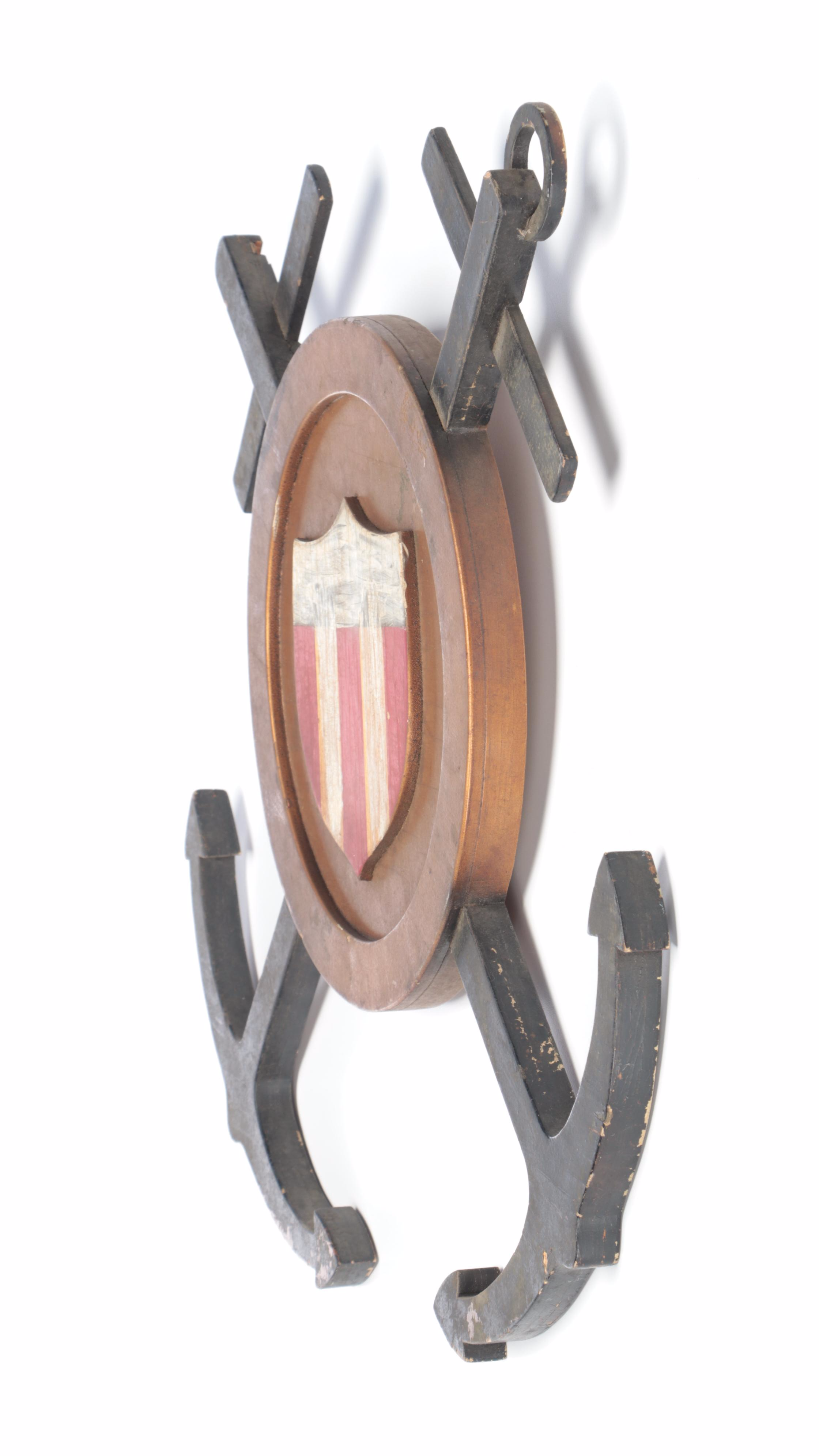 Paint-Decorated Wood United States Coast Guard Emblem Wall Plaque