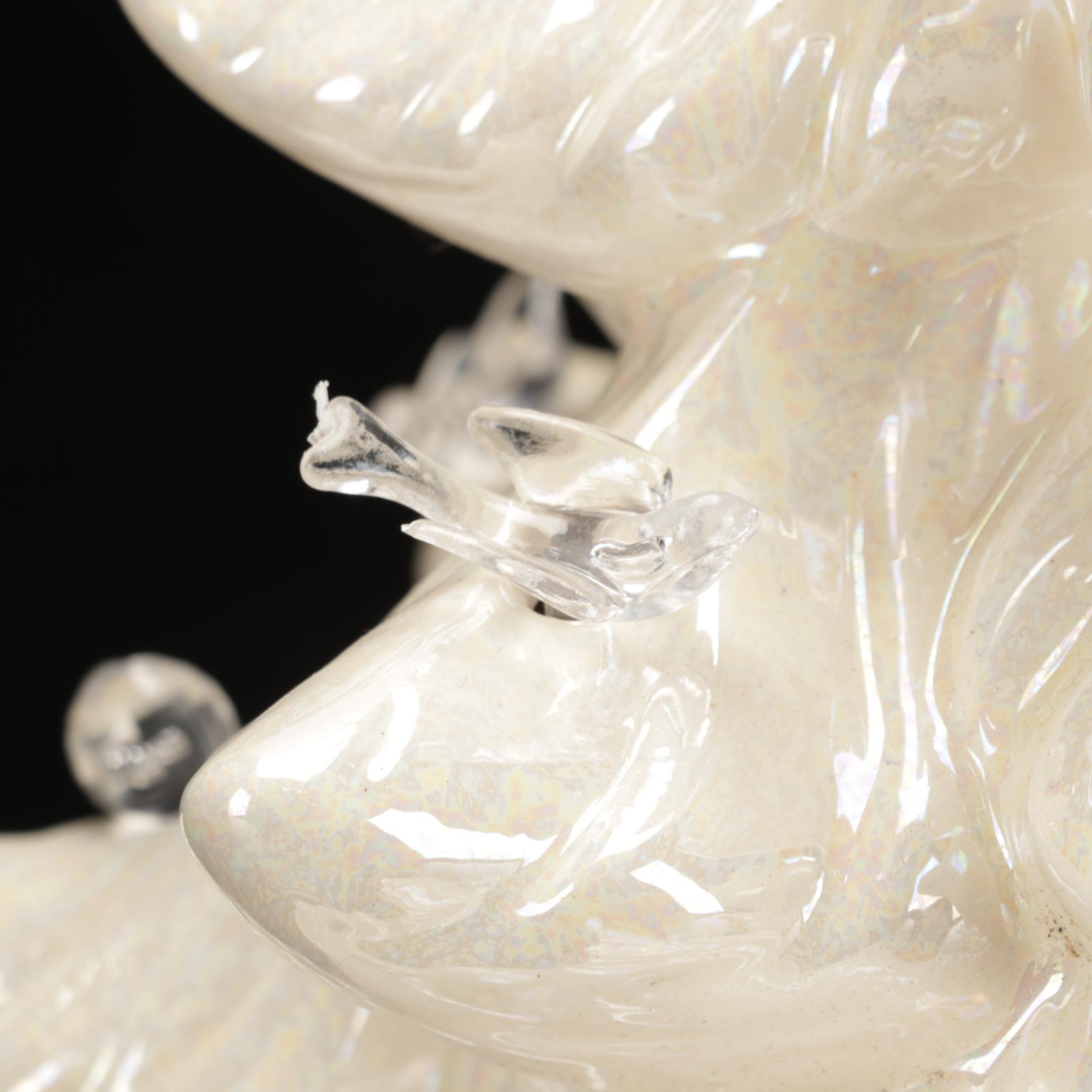 White Lustre Atlantic Mold Ceramic Illuminated Christmas Tree With Separate Base