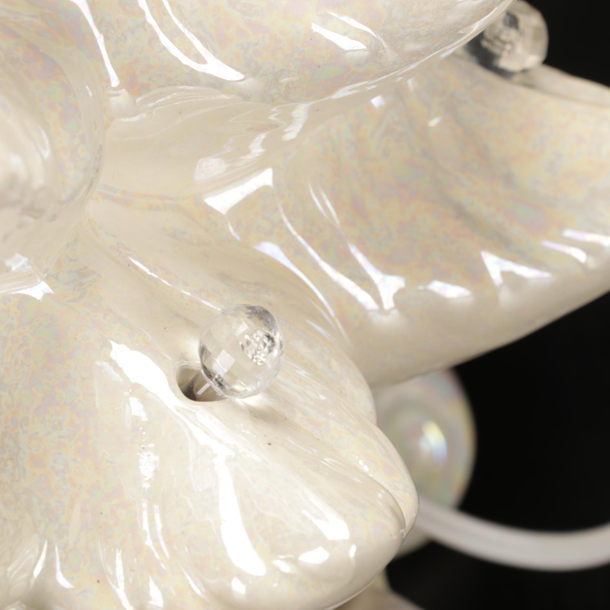 White Lustre Atlantic Mold Ceramic Illuminated Christmas Tree With Separate Base