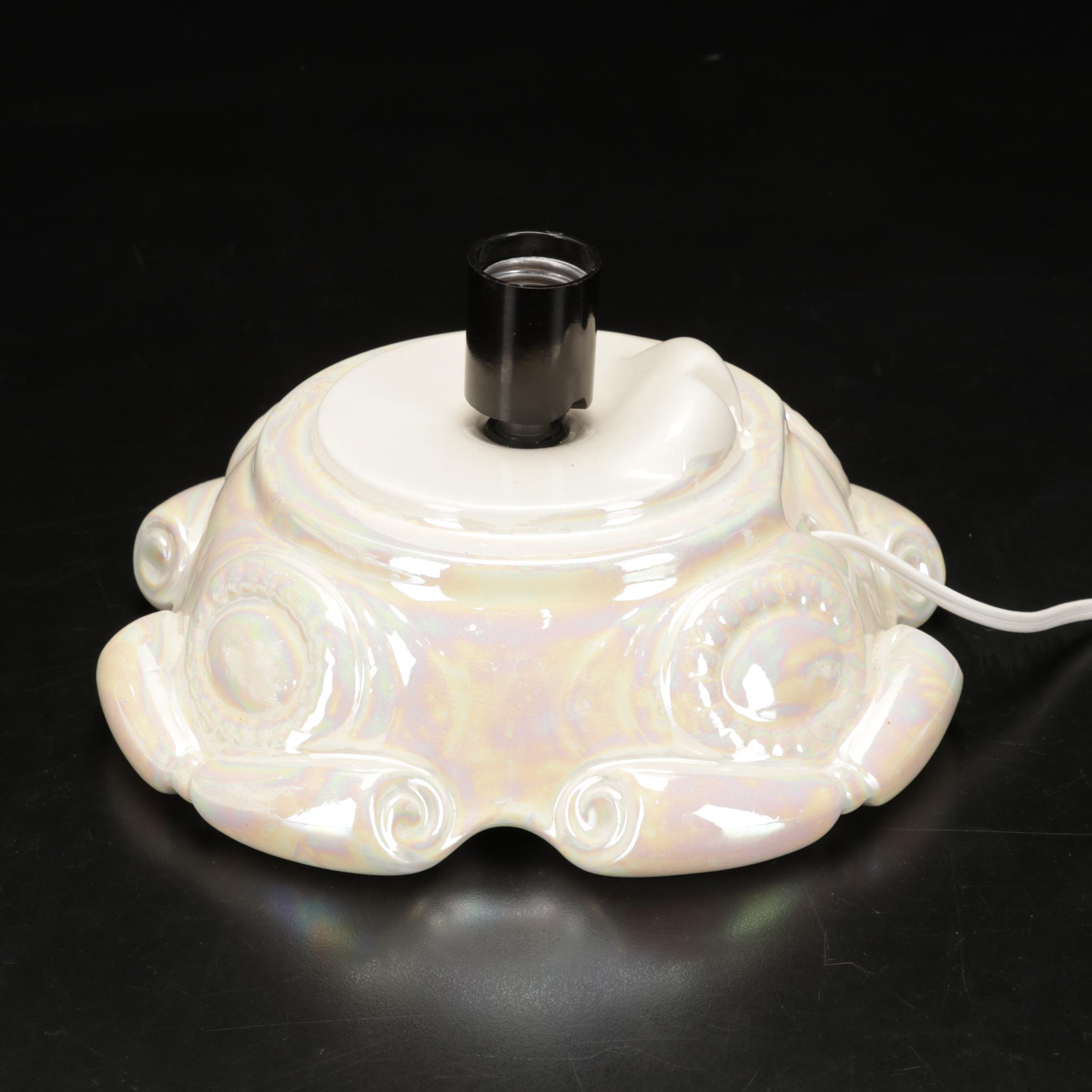 White Lustre Atlantic Mold Ceramic Illuminated Christmas Tree With Separate Base