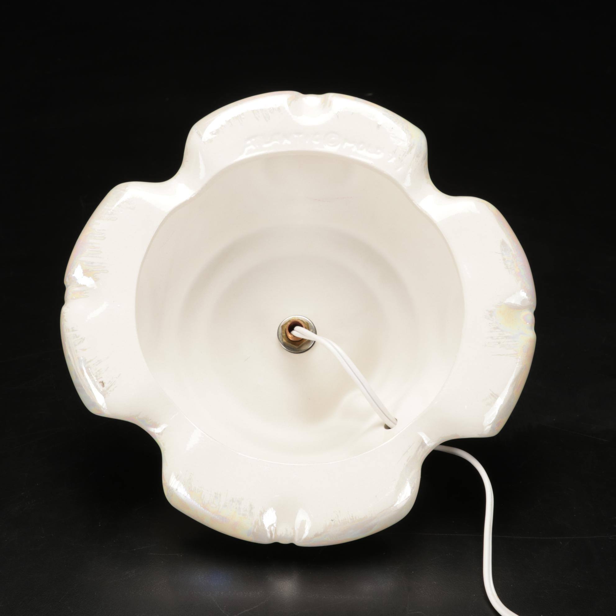 White Lustre Atlantic Mold Ceramic Illuminated Christmas Tree With Separate Base