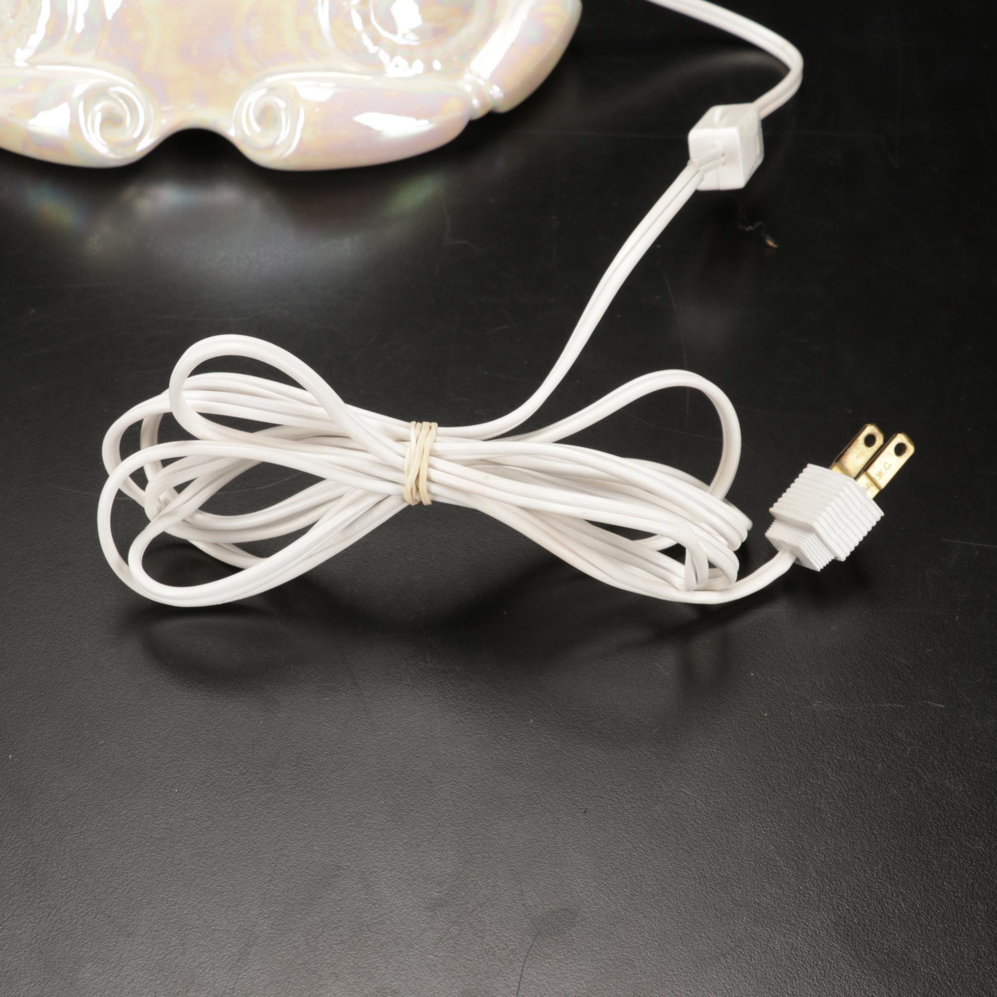 White Lustre Atlantic Mold Ceramic Illuminated Christmas Tree With Separate Base