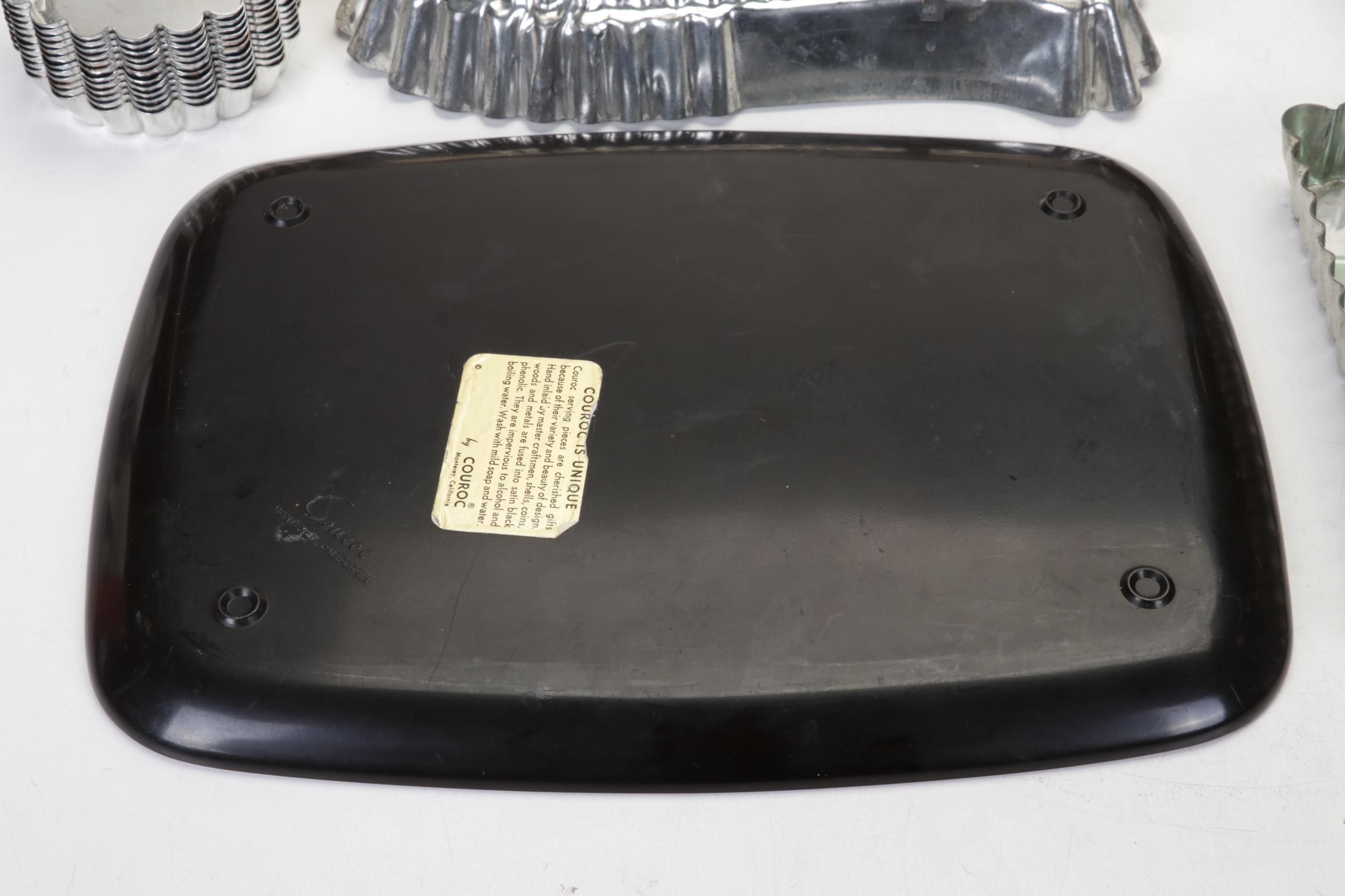 Higgins Green Sunburst Tray With Collection of Serveware and Tableware