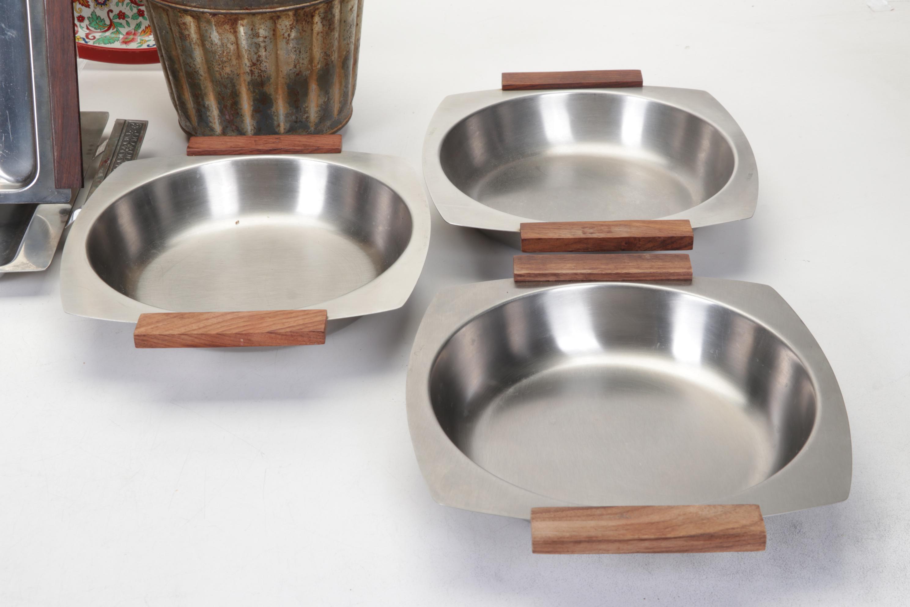 Higgins Green Sunburst Tray With Collection of Serveware and Tableware