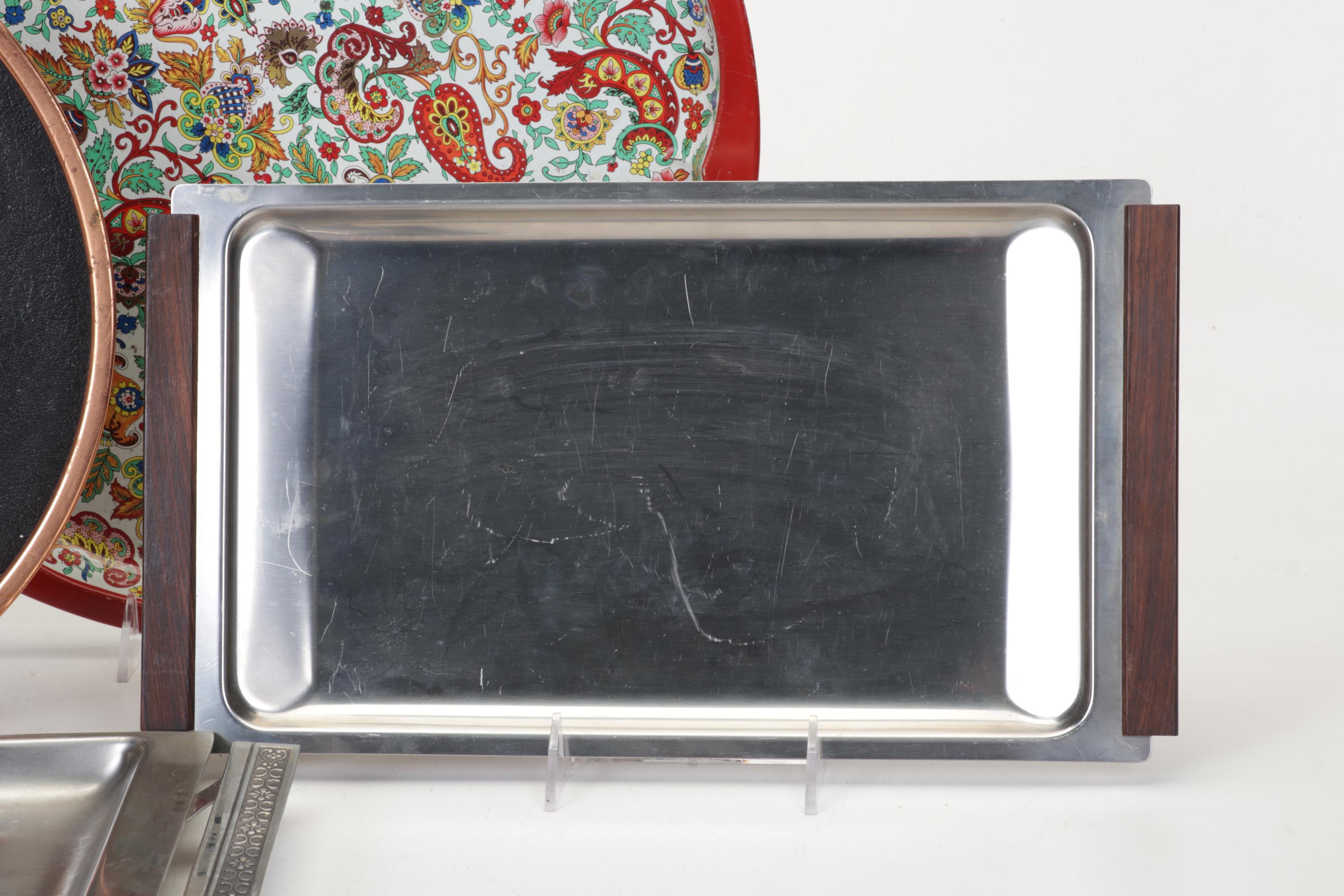 Higgins Green Sunburst Tray With Collection of Serveware and Tableware