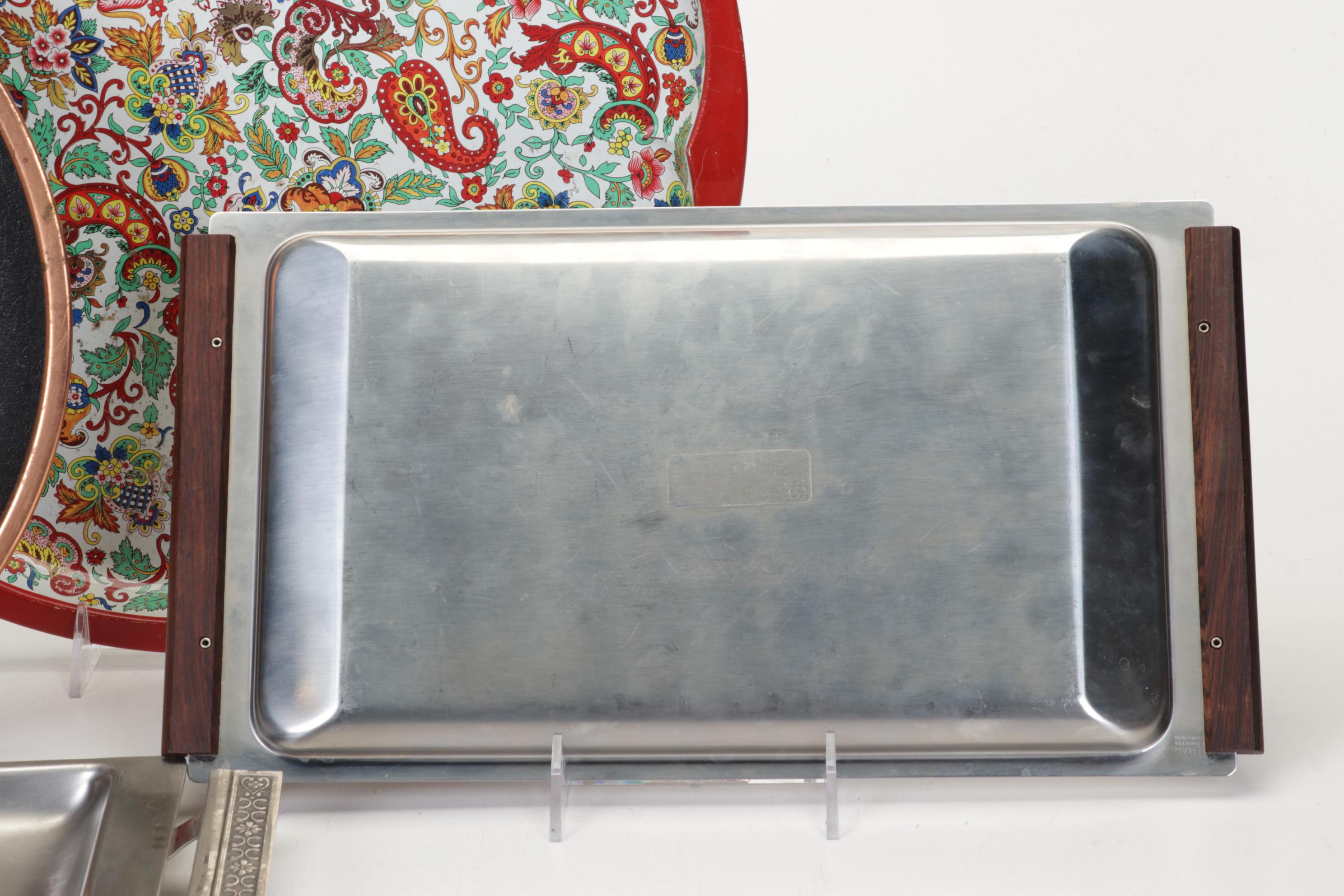 Higgins Green Sunburst Tray With Collection of Serveware and Tableware