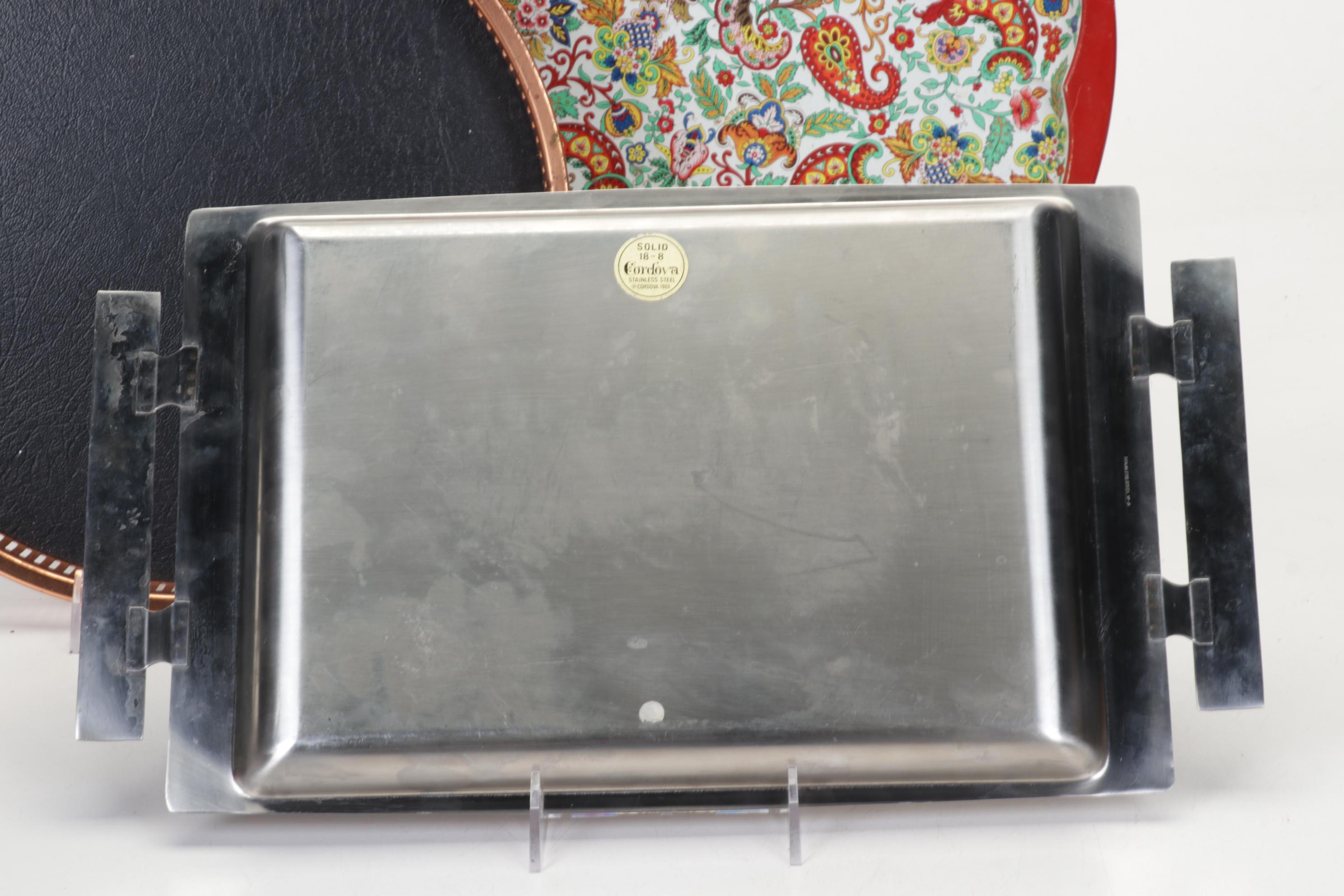 Higgins Green Sunburst Tray With Collection of Serveware and Tableware