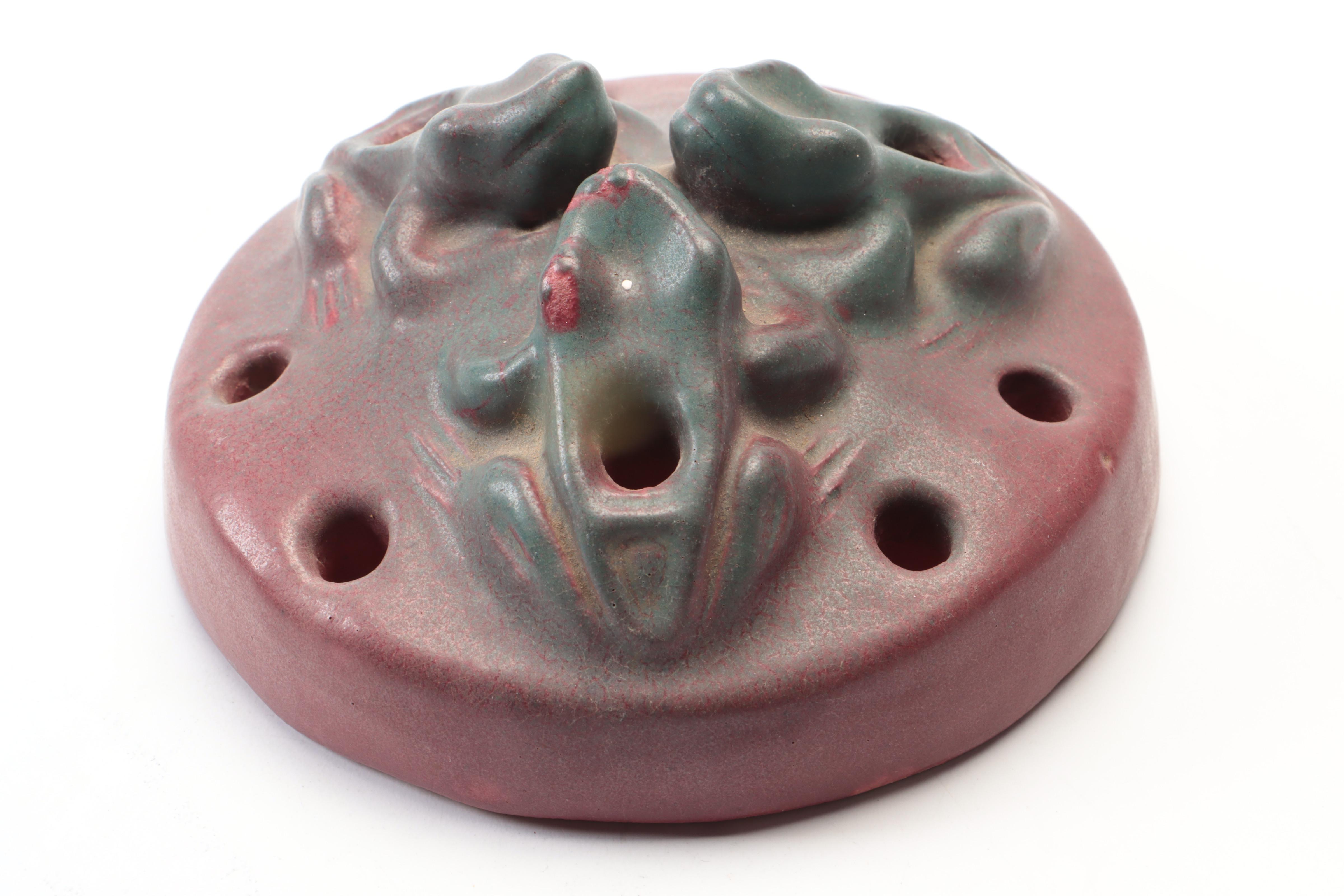Van Briggle Pottery Mulberry Vase, Flower Frog, Ashtray, and Candlestick